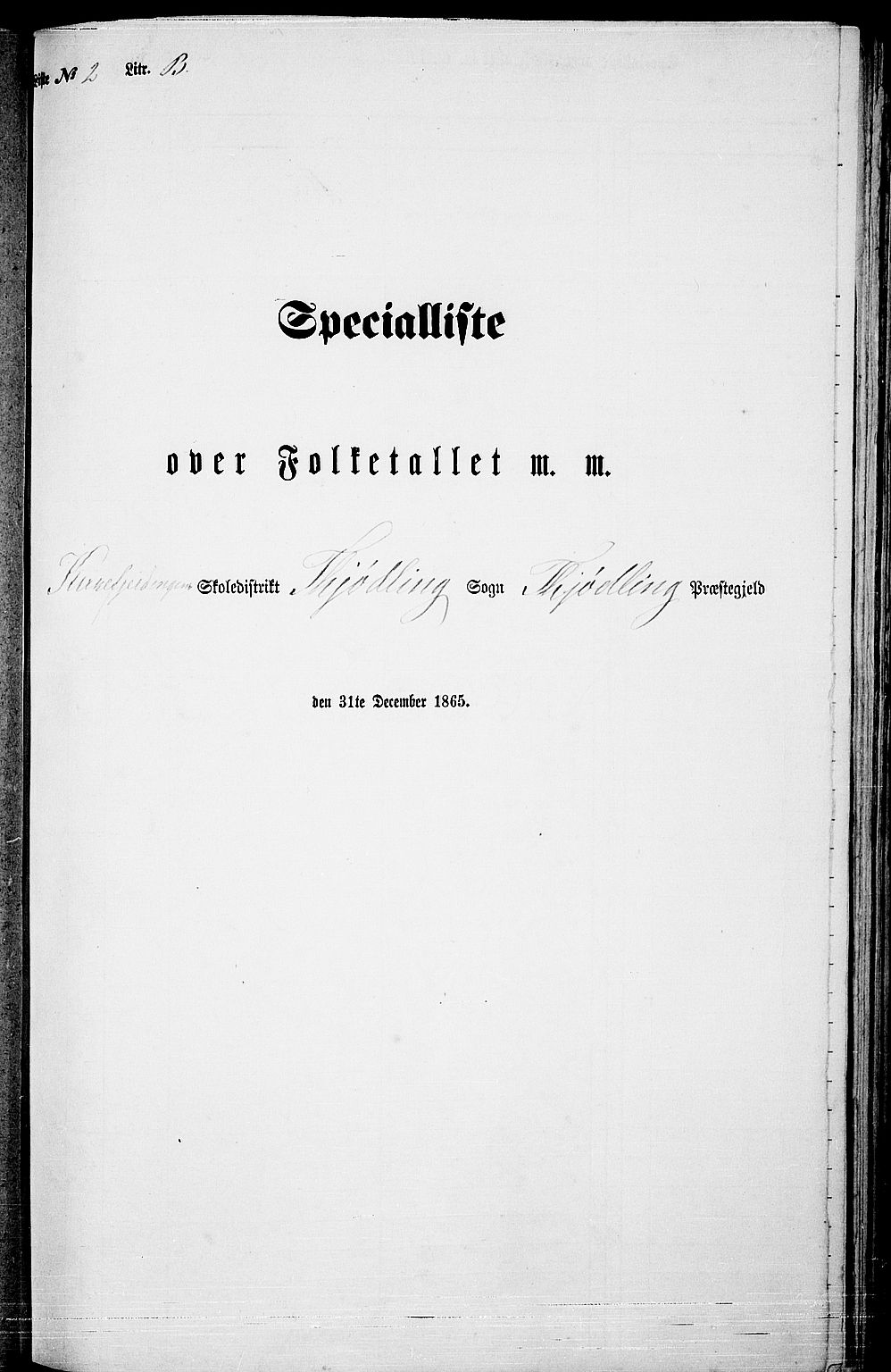 RA, Folketelling 1865 for 0725P Tjølling prestegjeld, 1865, s. 67