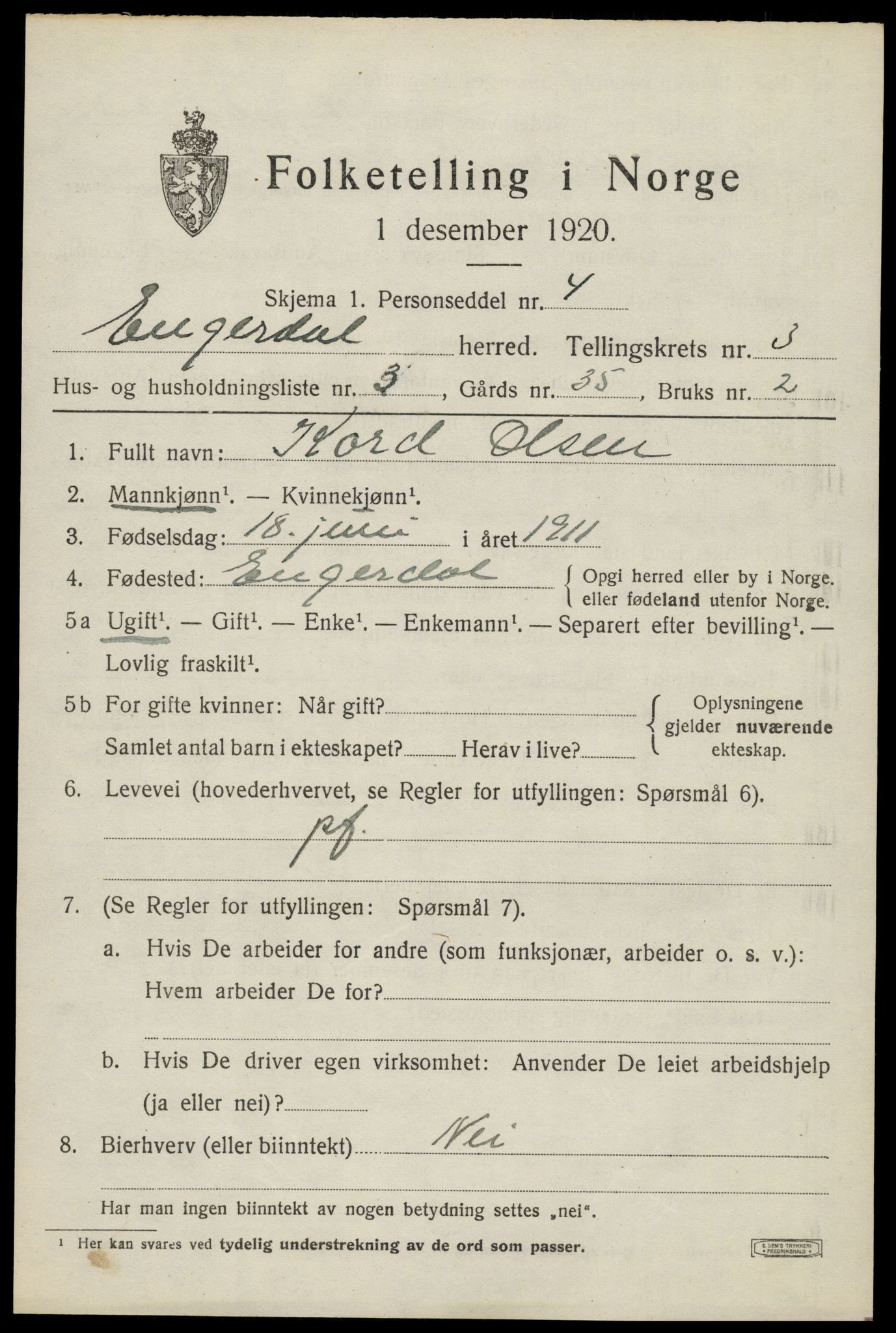 SAH, Folketelling 1920 for 0434 Engerdal herred, 1920, s. 1545