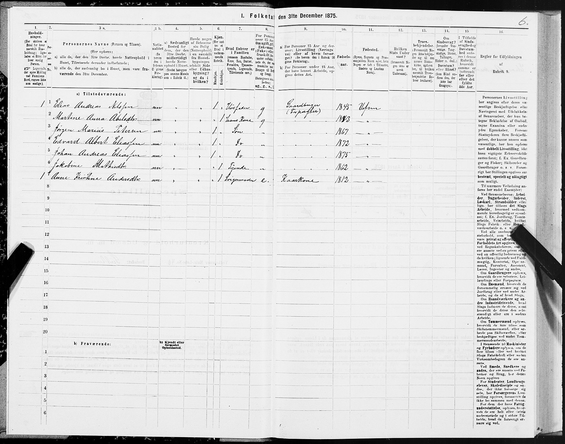 SAT, Folketelling 1875 for 1824L Vefsn prestegjeld, Vefsn sokn, 1875, s. 1006