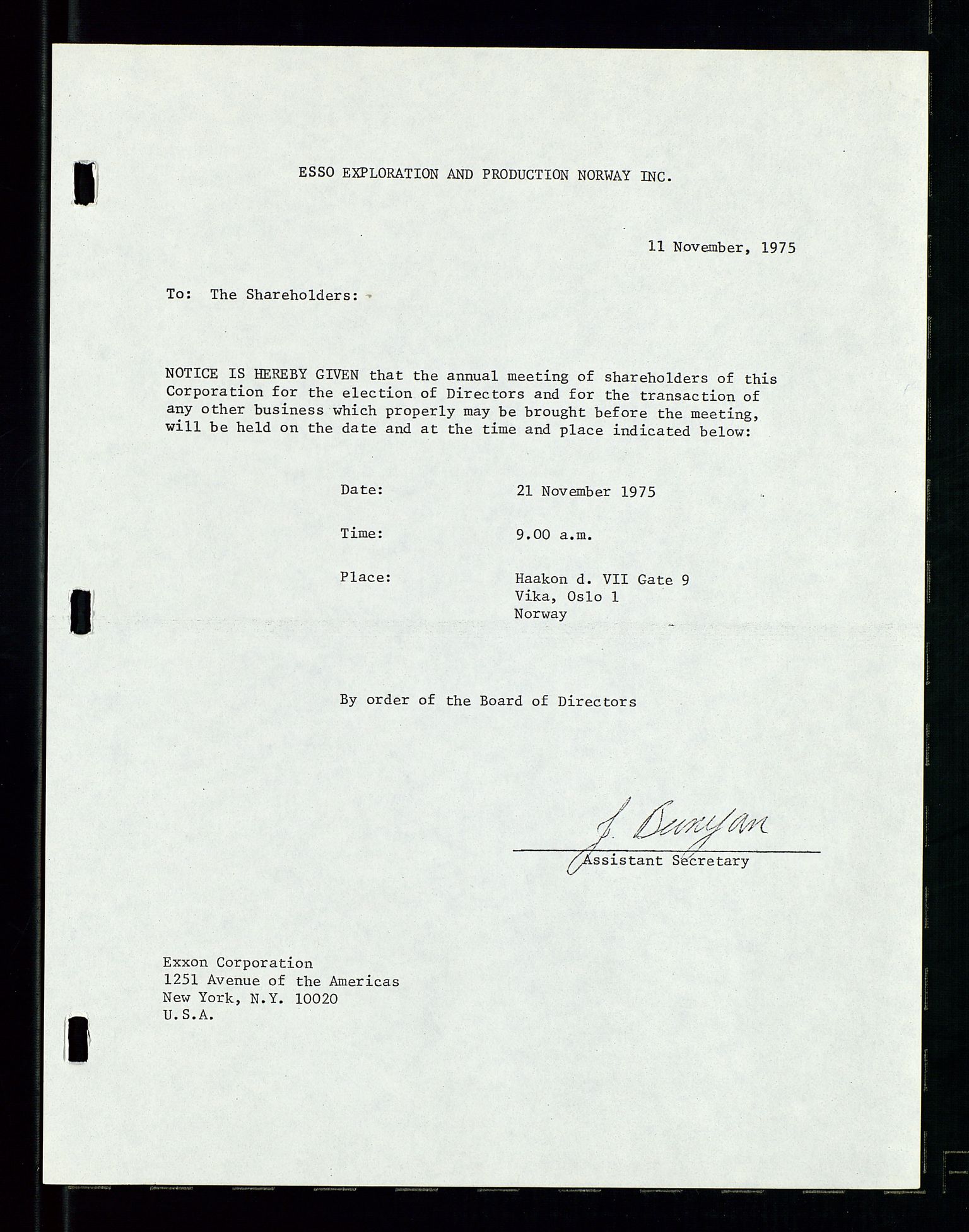 Pa 1512 - Esso Exploration and Production Norway Inc., AV/SAST-A-101917/A/Aa/L0001/0002: Styredokumenter / Corporate records, Board meeting minutes, Agreements, Stocholder meetings, 1975-1979, s. 11