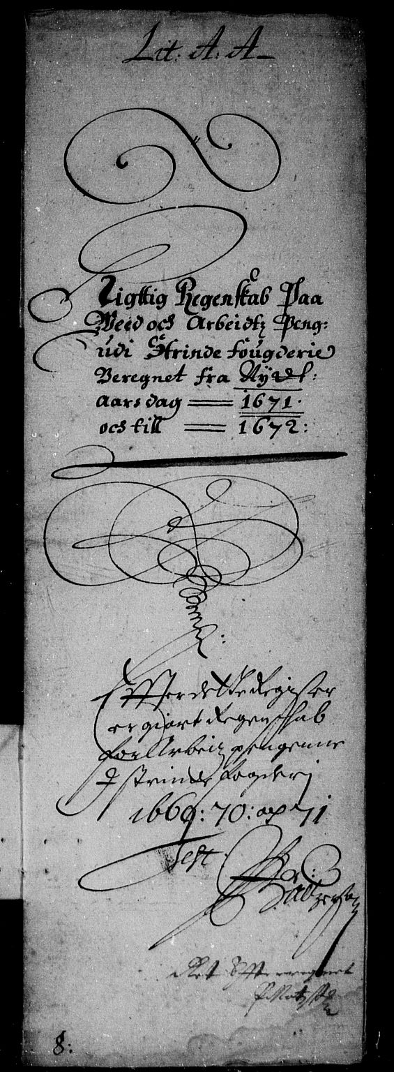 Rentekammeret inntil 1814, Reviderte regnskaper, Stiftamtstueregnskaper, Trondheim stiftamt og Nordland amt, RA/EA-6044/R/Rd/L0033: Trondheim stiftamt, 1671