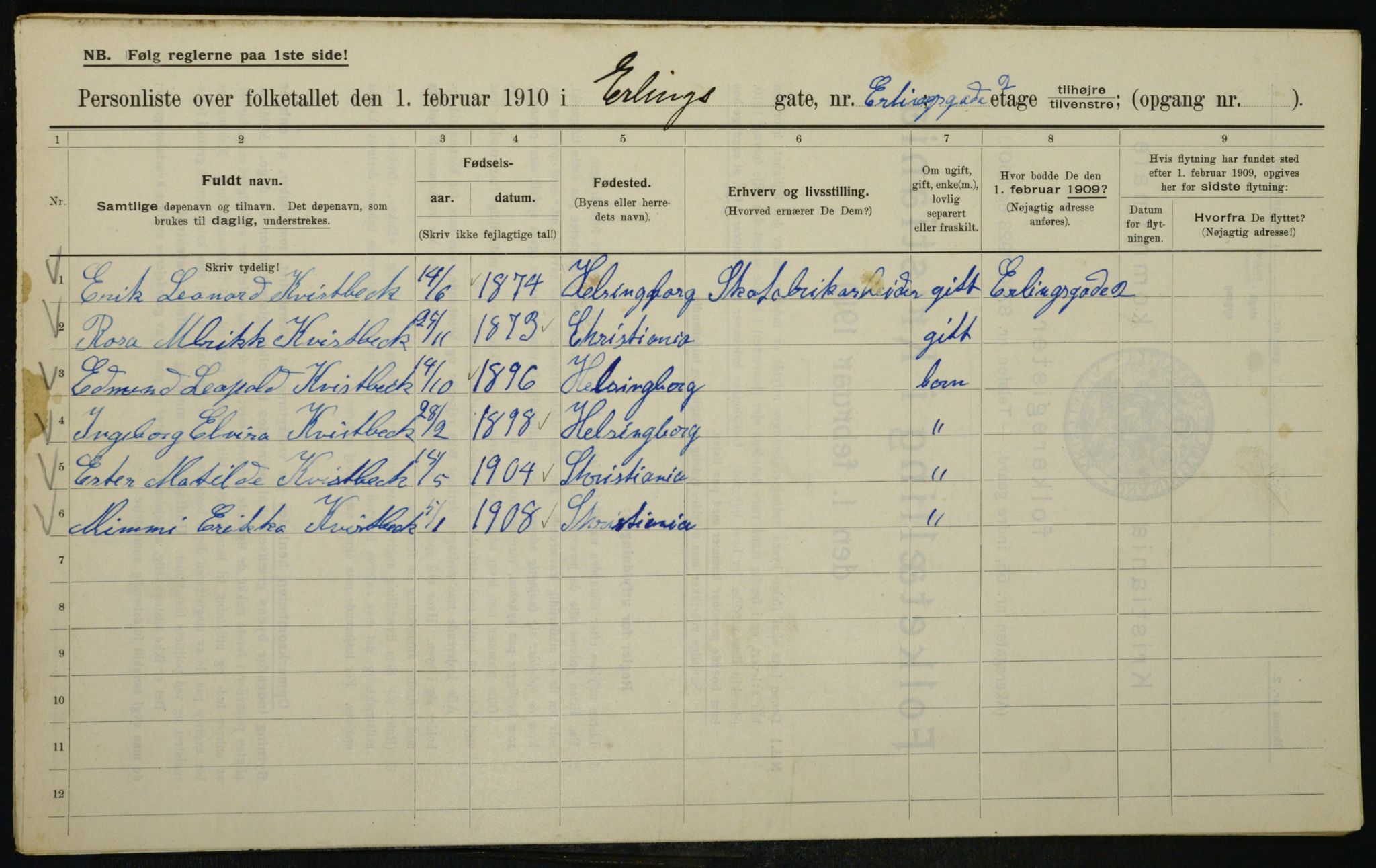 OBA, Kommunal folketelling 1.2.1910 for Kristiania, 1910, s. 20667