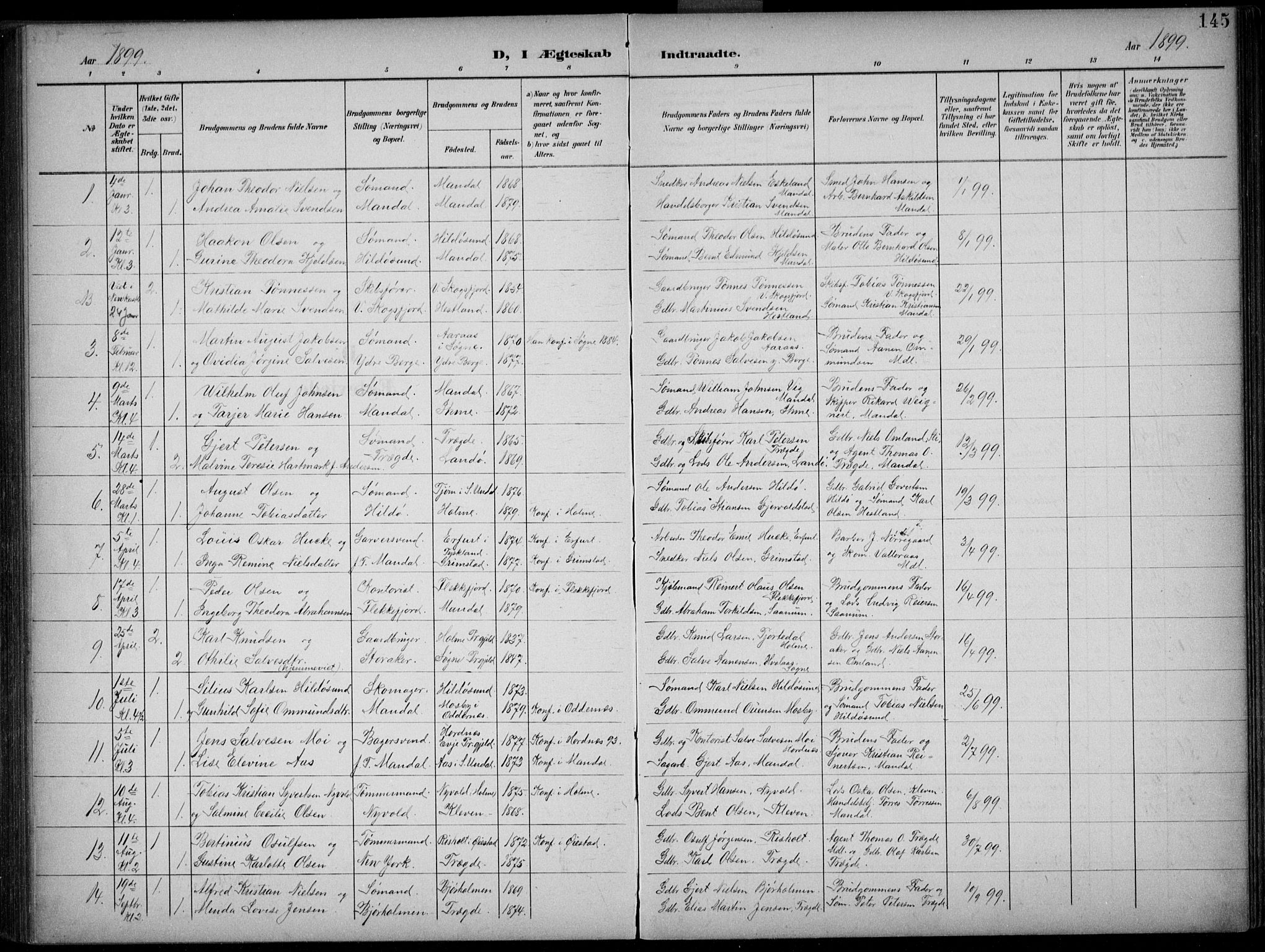 Mandal sokneprestkontor, AV/SAK-1111-0030/F/Fb/Fba/L0012: Klokkerbok nr. B 6, 1899-1918, s. 146