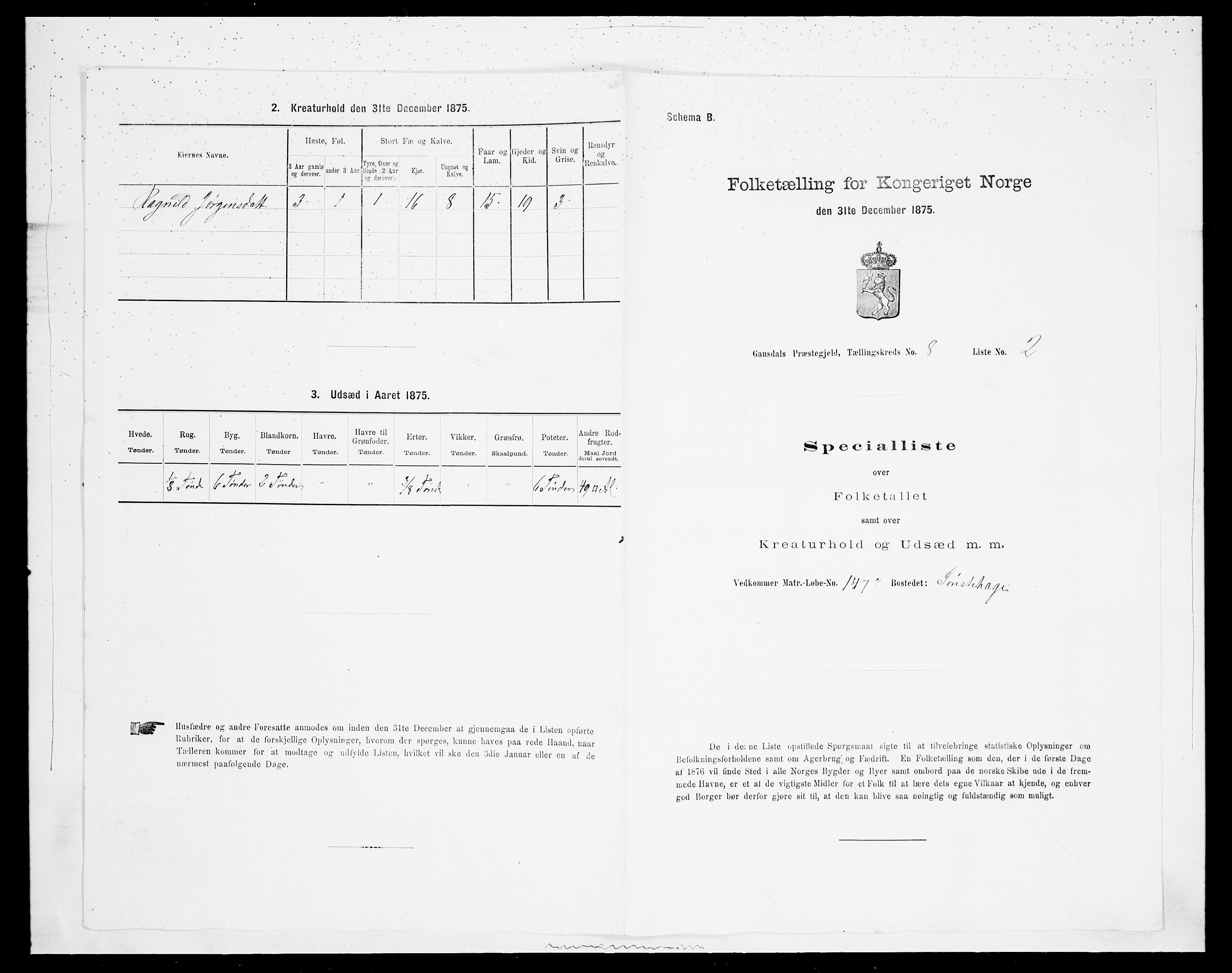 SAH, Folketelling 1875 for 0522P Gausdal prestegjeld, 1875, s. 1411