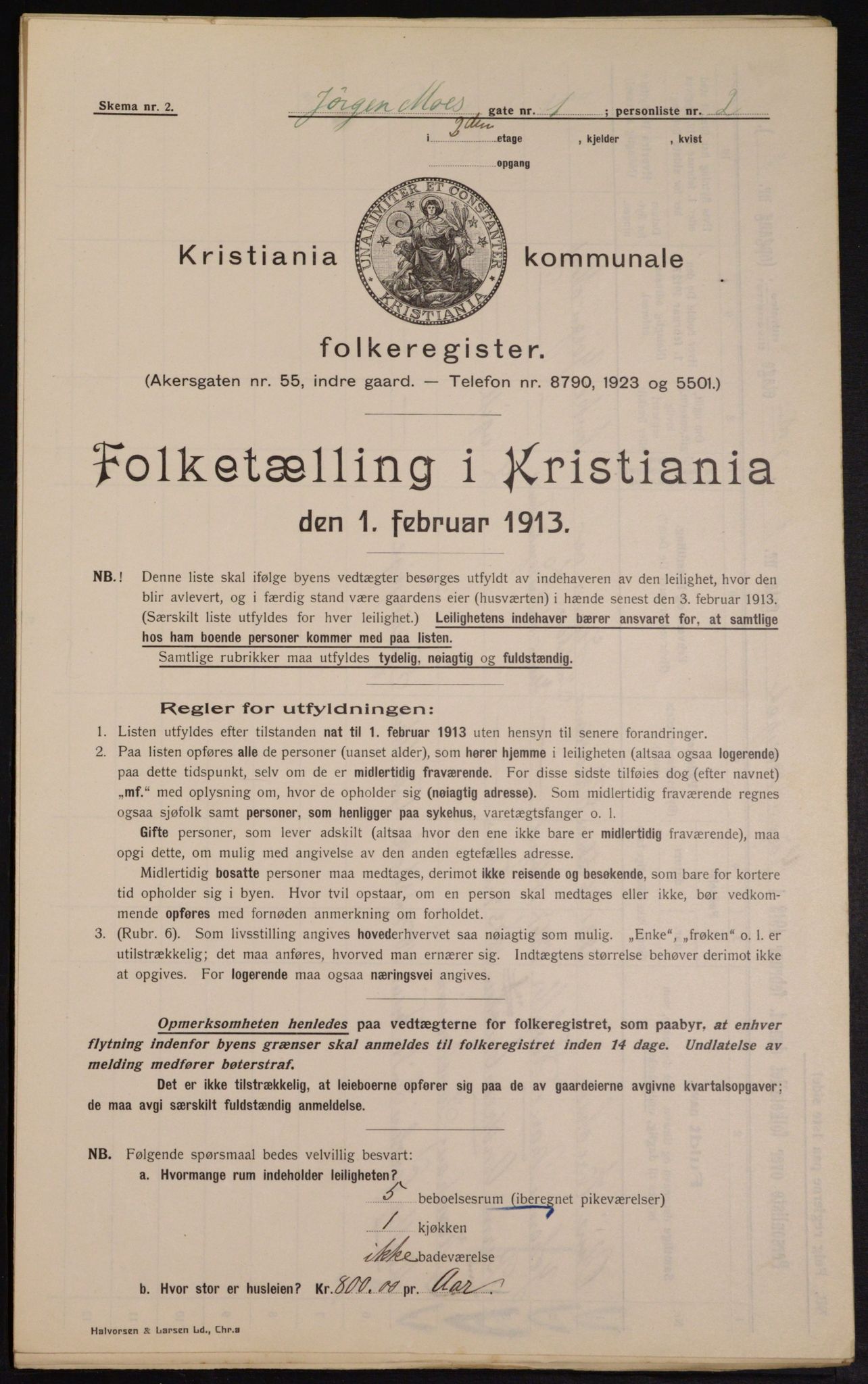 OBA, Kommunal folketelling 1.2.1913 for Kristiania, 1913, s. 47463