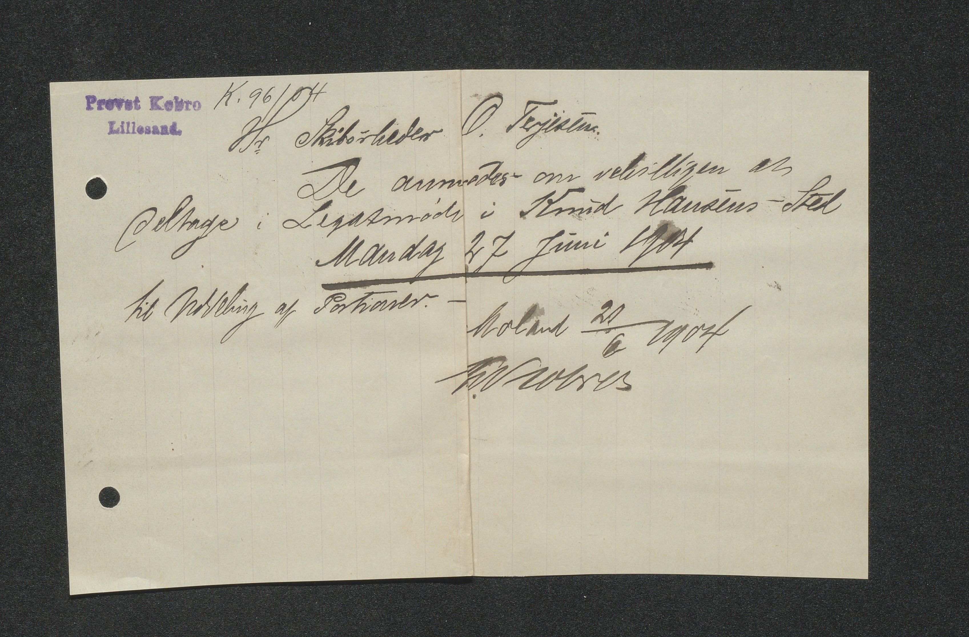 O. Terjesens rederi, AAKS/PA-2525/E/E01/L0013: Korrespondanse, 1904-1905