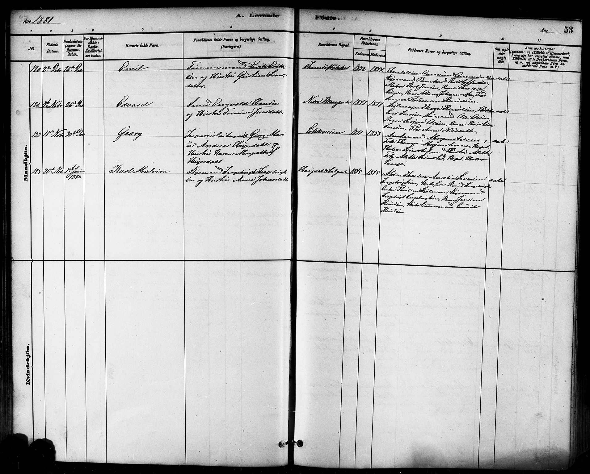 Domkirken sokneprestkontor, AV/SAST-A-101812/001/30/30BB/L0015: Klokkerbok nr. B 15, 1880-1891, s. 53