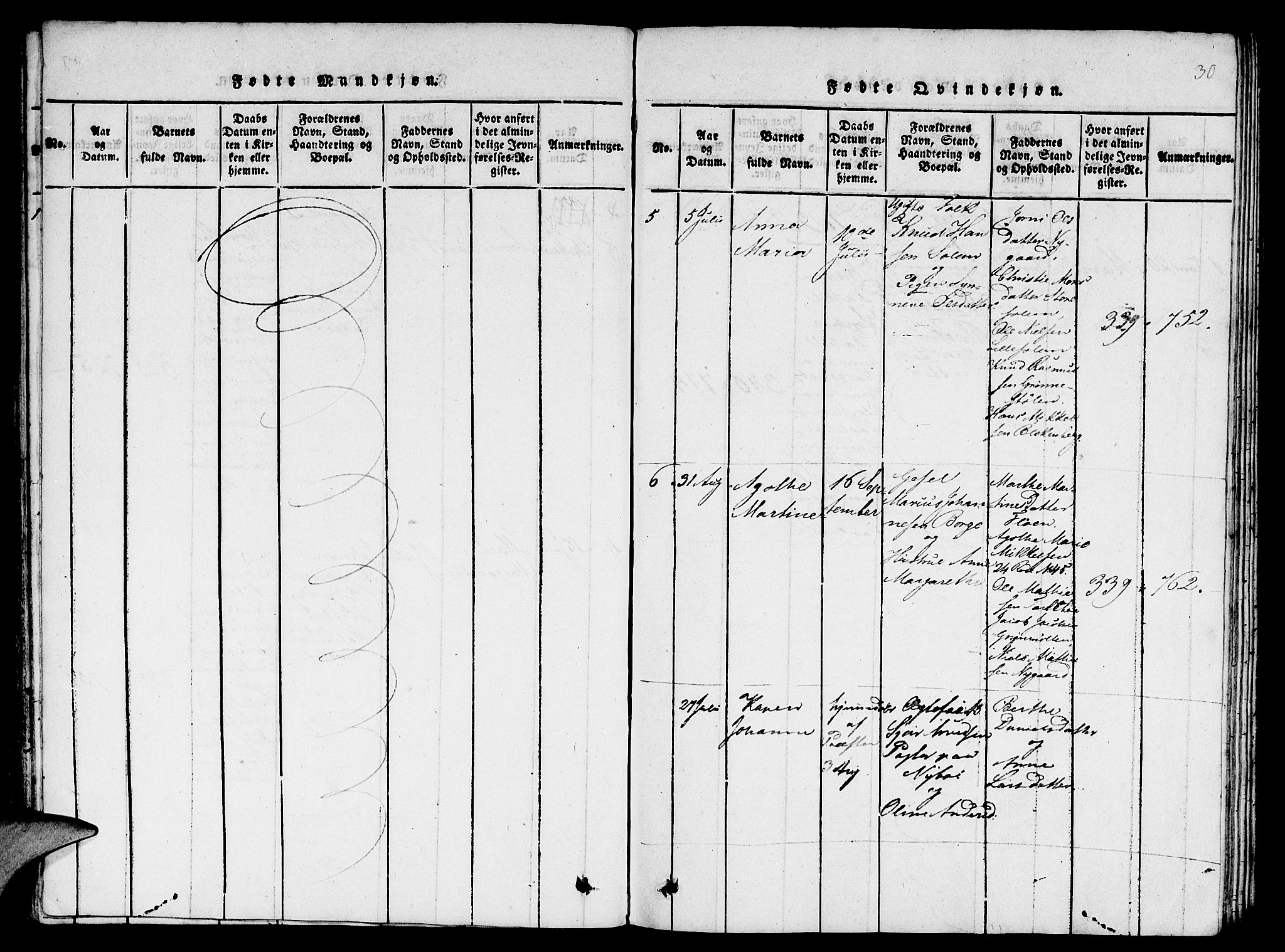 St. Jørgens hospital og Årstad sokneprestembete, AV/SAB-A-99934: Klokkerbok nr. A 1, 1816-1843, s. 30