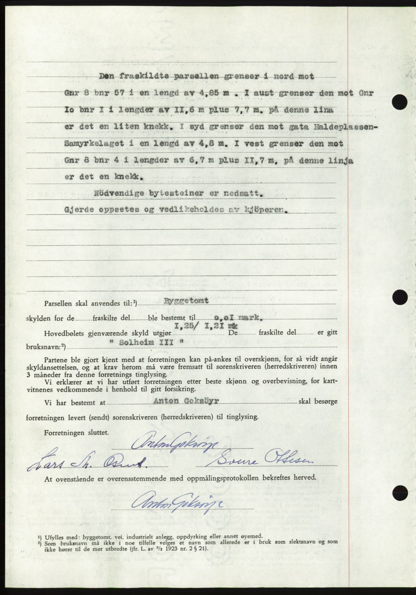 Søre Sunnmøre sorenskriveri, AV/SAT-A-4122/1/2/2C/L0105: Pantebok nr. 31A, 1956-1957, Dagboknr: 169/1957