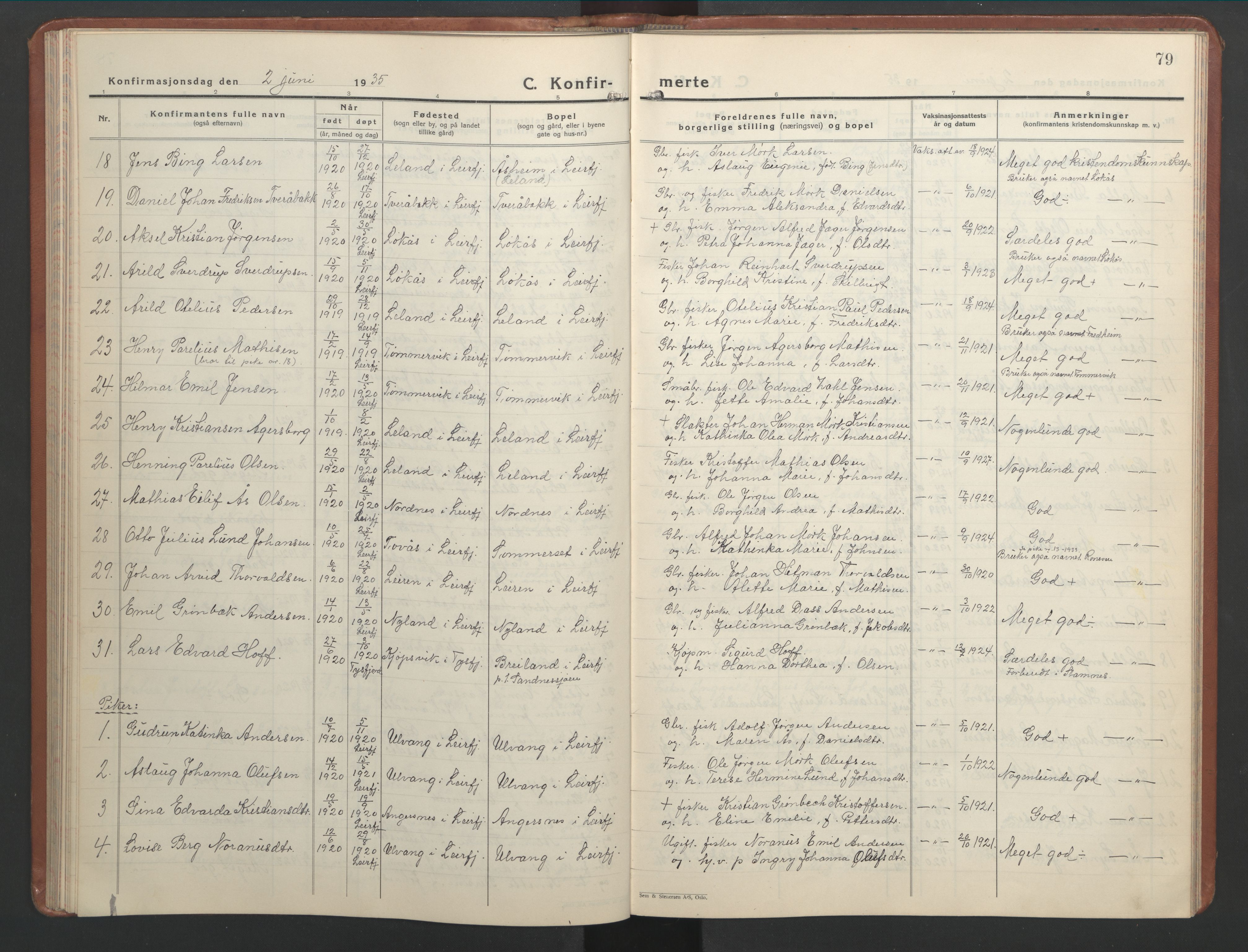 Ministerialprotokoller, klokkerbøker og fødselsregistre - Nordland, AV/SAT-A-1459/832/L0496: Klokkerbok nr. 832C03, 1932-1945, s. 79