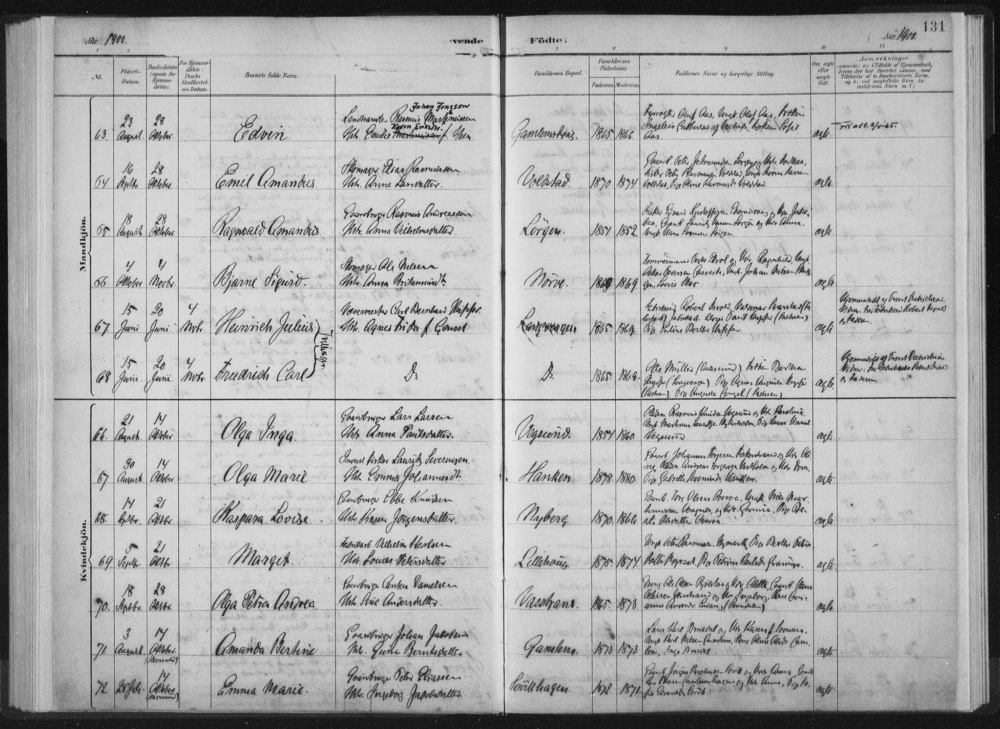 Ministerialprotokoller, klokkerbøker og fødselsregistre - Møre og Romsdal, AV/SAT-A-1454/528/L0405: Ministerialbok nr. 528A14, 1891-1906, s. 131