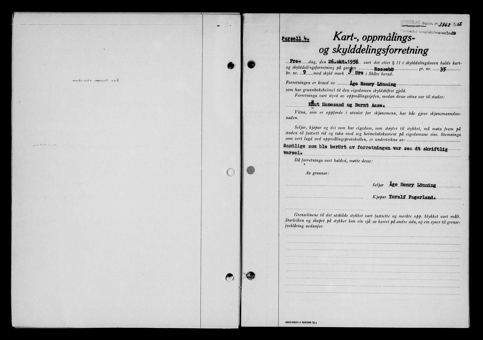 Karmsund sorenskriveri, SAST/A-100311/01/II/IIB/L0122: Pantebok nr. 102A, 1956-1956, Dagboknr: 3862/1956