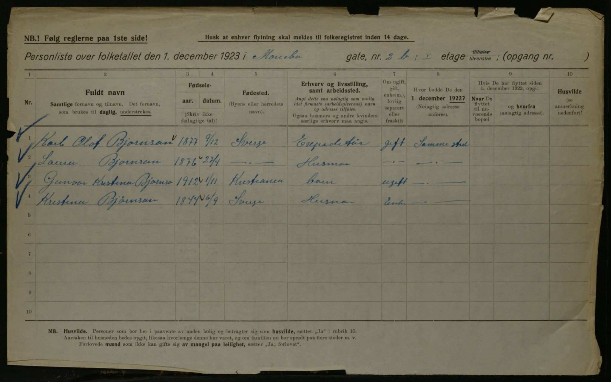 OBA, Kommunal folketelling 1.12.1923 for Kristiania, 1923, s. 67228