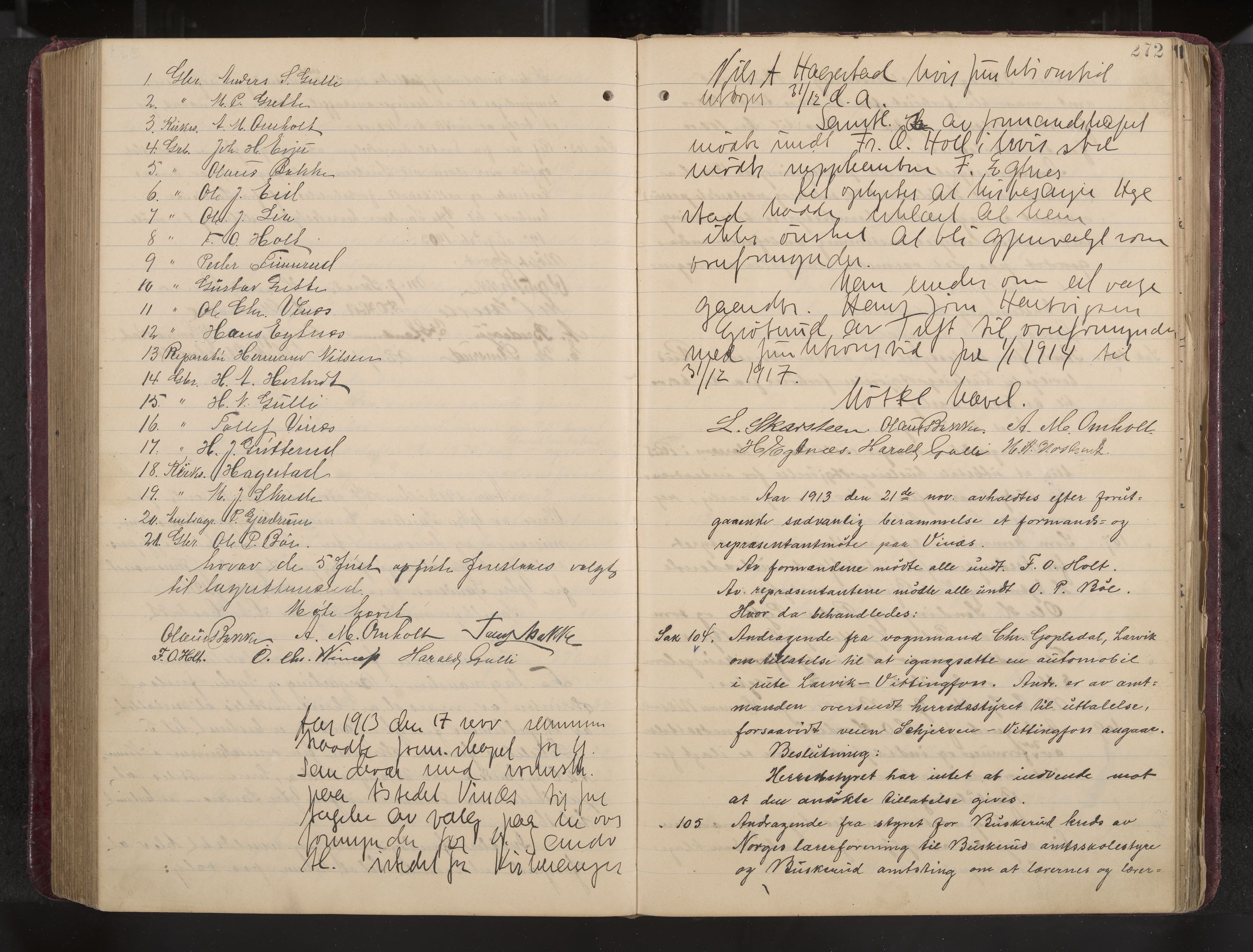 Ytre Sandsvær formannskap og sentraladministrasjon, IKAK/0629021/A/Aa/L0001: Møtebok med register, 1902-1919, s. 272
