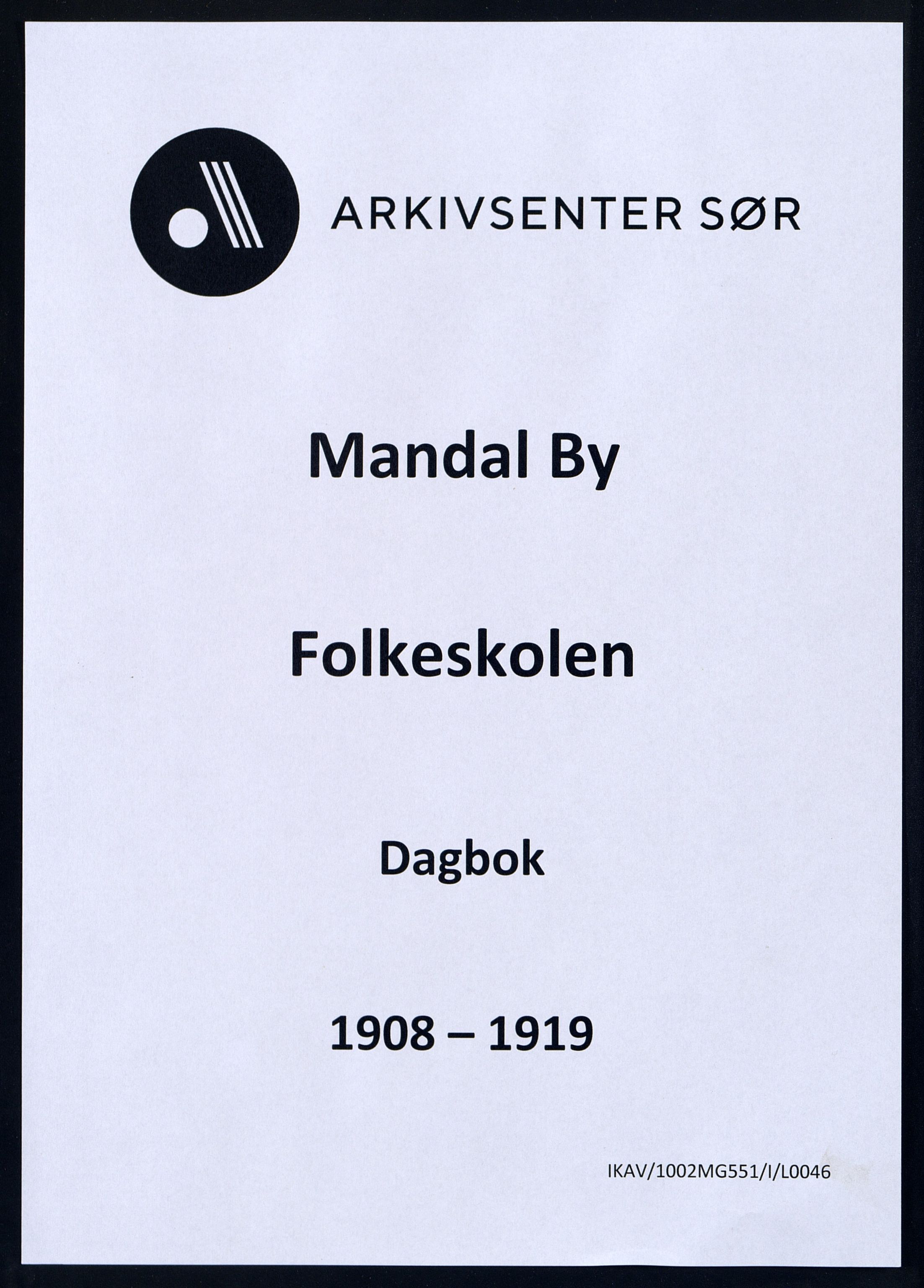Mandal By - Mandal Allmueskole/Folkeskole/Skole, IKAV/1002MG551/I/L0046: Dagbok, 1908-1919