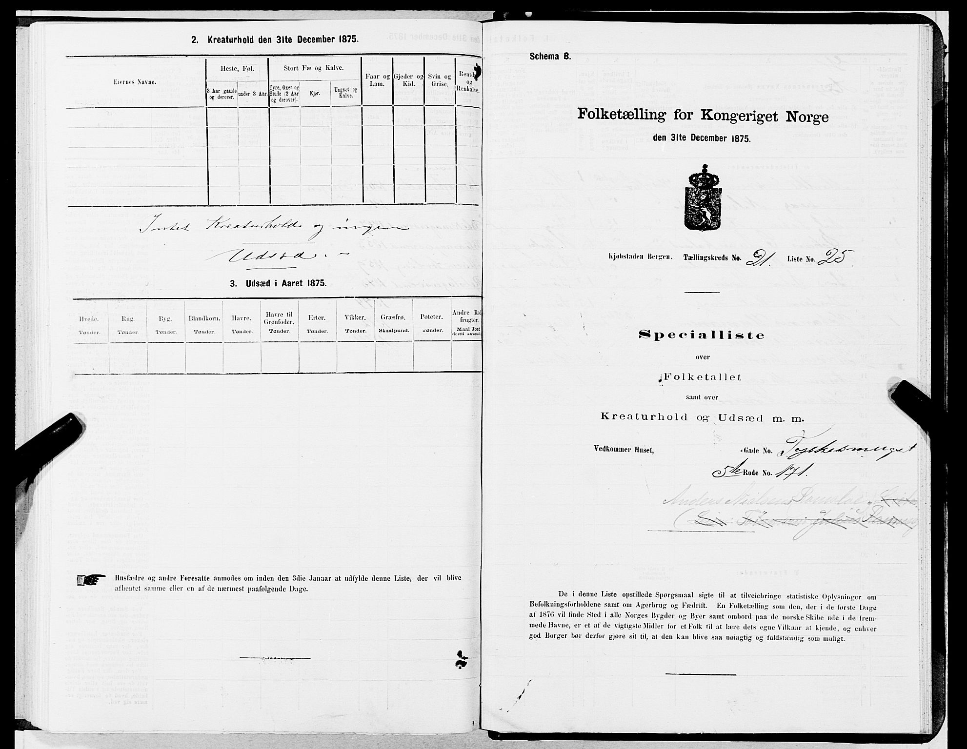 SAB, Folketelling 1875 for 1301 Bergen kjøpstad, 1875, s. 1113