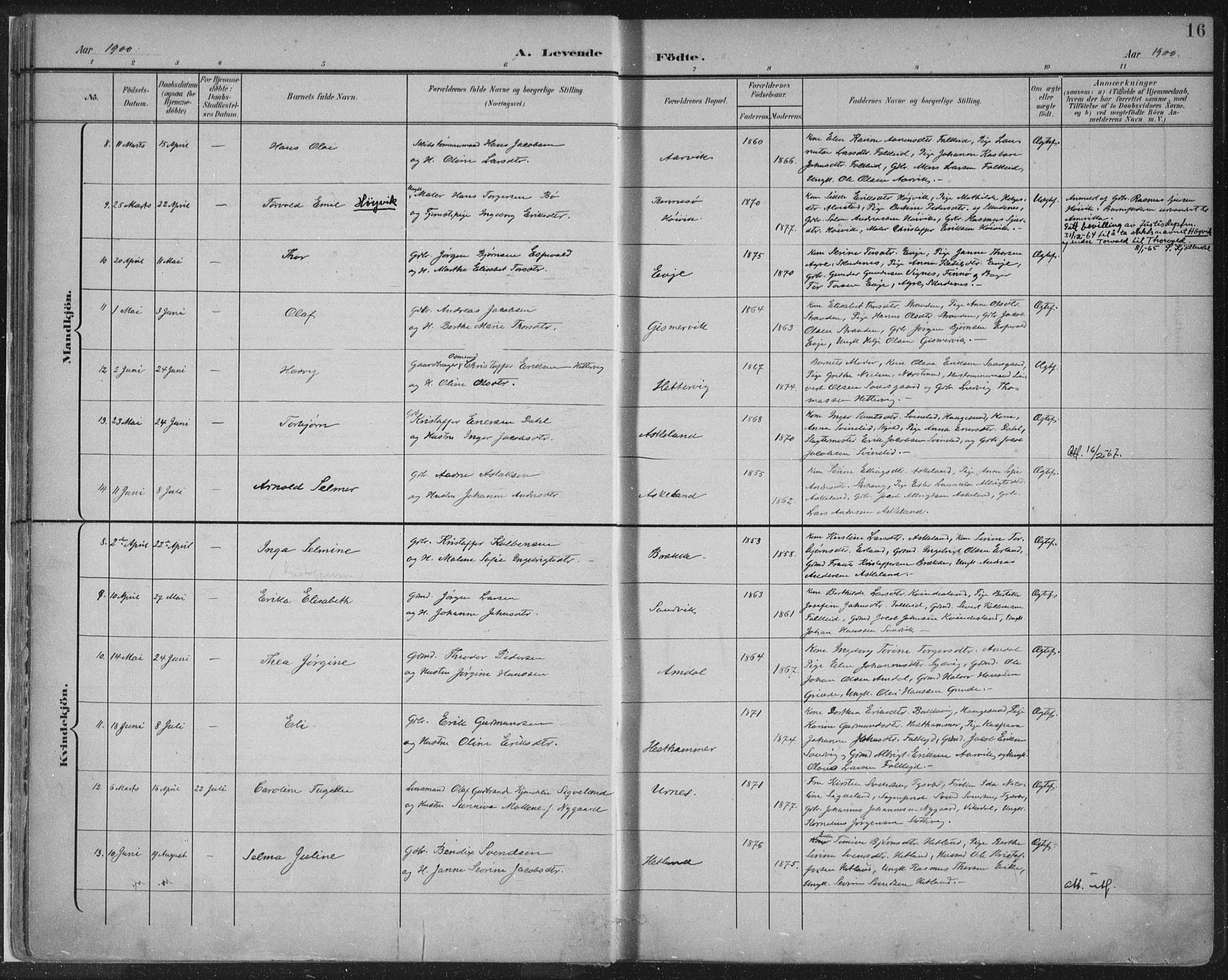 Tysvær sokneprestkontor, AV/SAST-A -101864/H/Ha/Haa/L0008: Ministerialbok nr. A 8, 1897-1918, s. 16