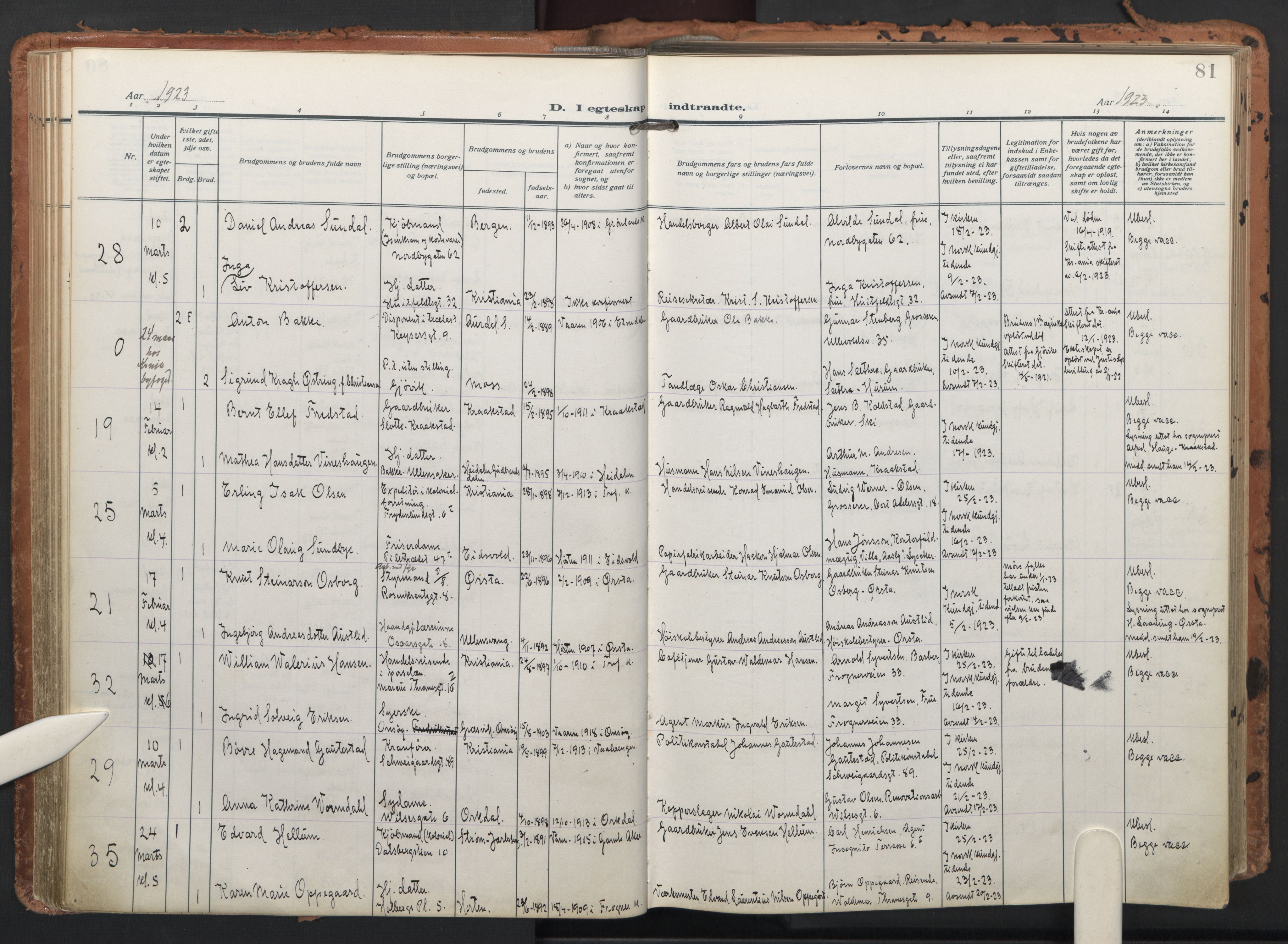 Trefoldighet prestekontor Kirkebøker, AV/SAO-A-10882/F/Fc/L0008: Ministerialbok nr. III 8, 1920-1932, s. 81