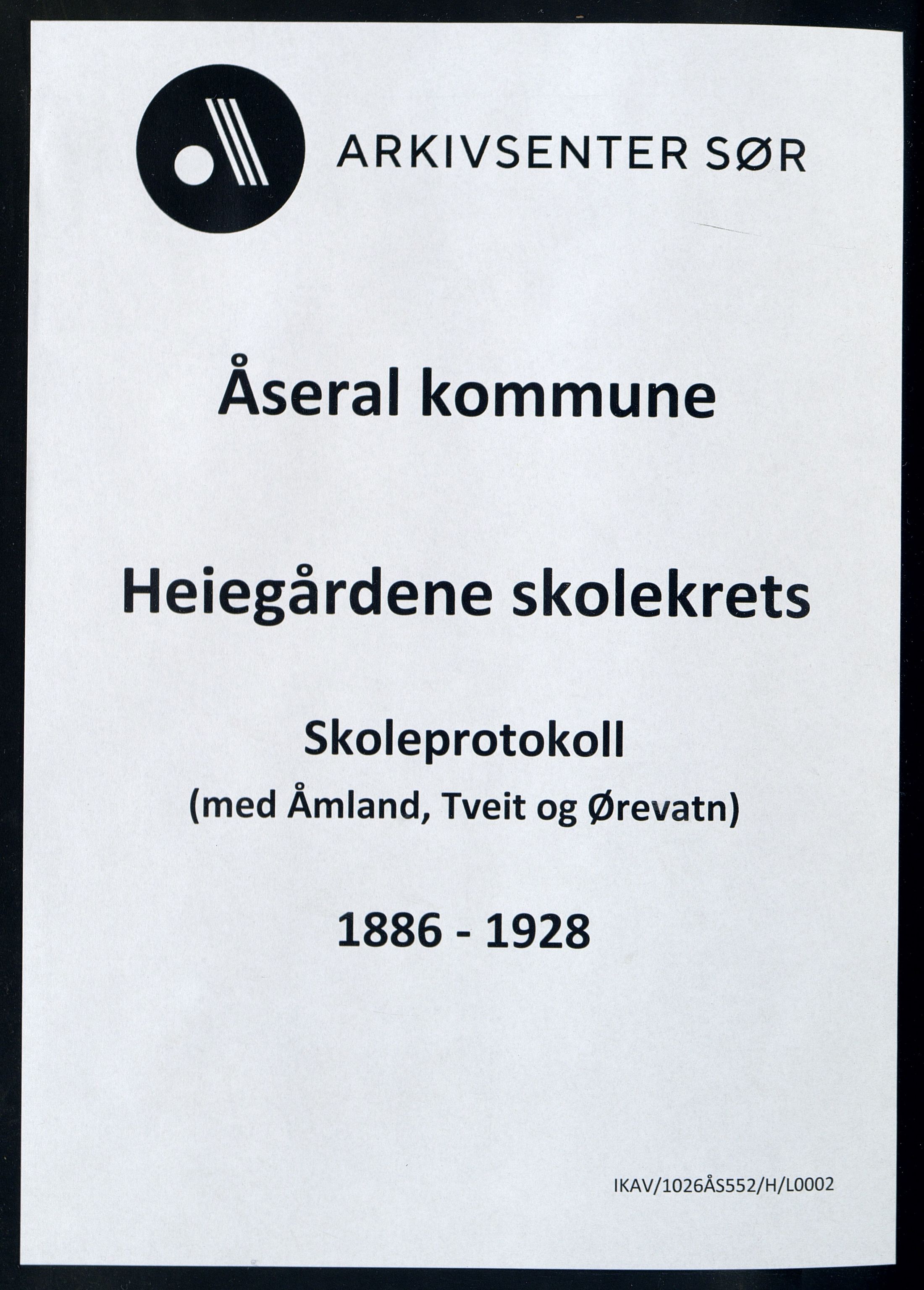 Åseral kommune - Heiegårdene Skolekrets, IKAV/1026ÅS552/H/L0002: Skoleprotokoll, 1886-1928