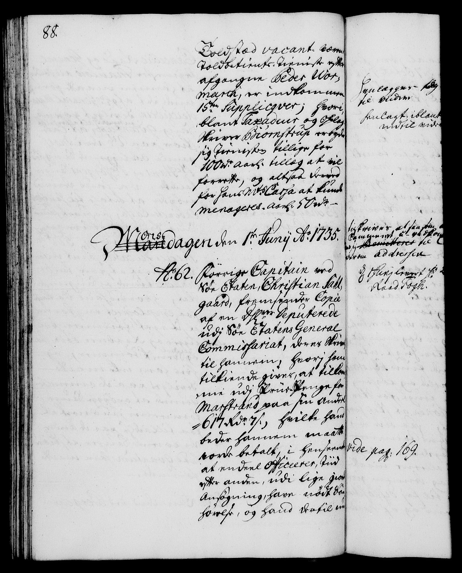 Rentekammeret, Kammerkanselliet, RA/EA-3111/G/Gh/Gha/L0017: Norsk ekstraktmemorialprotokoll (merket RK 53.62), 1735, s. 88