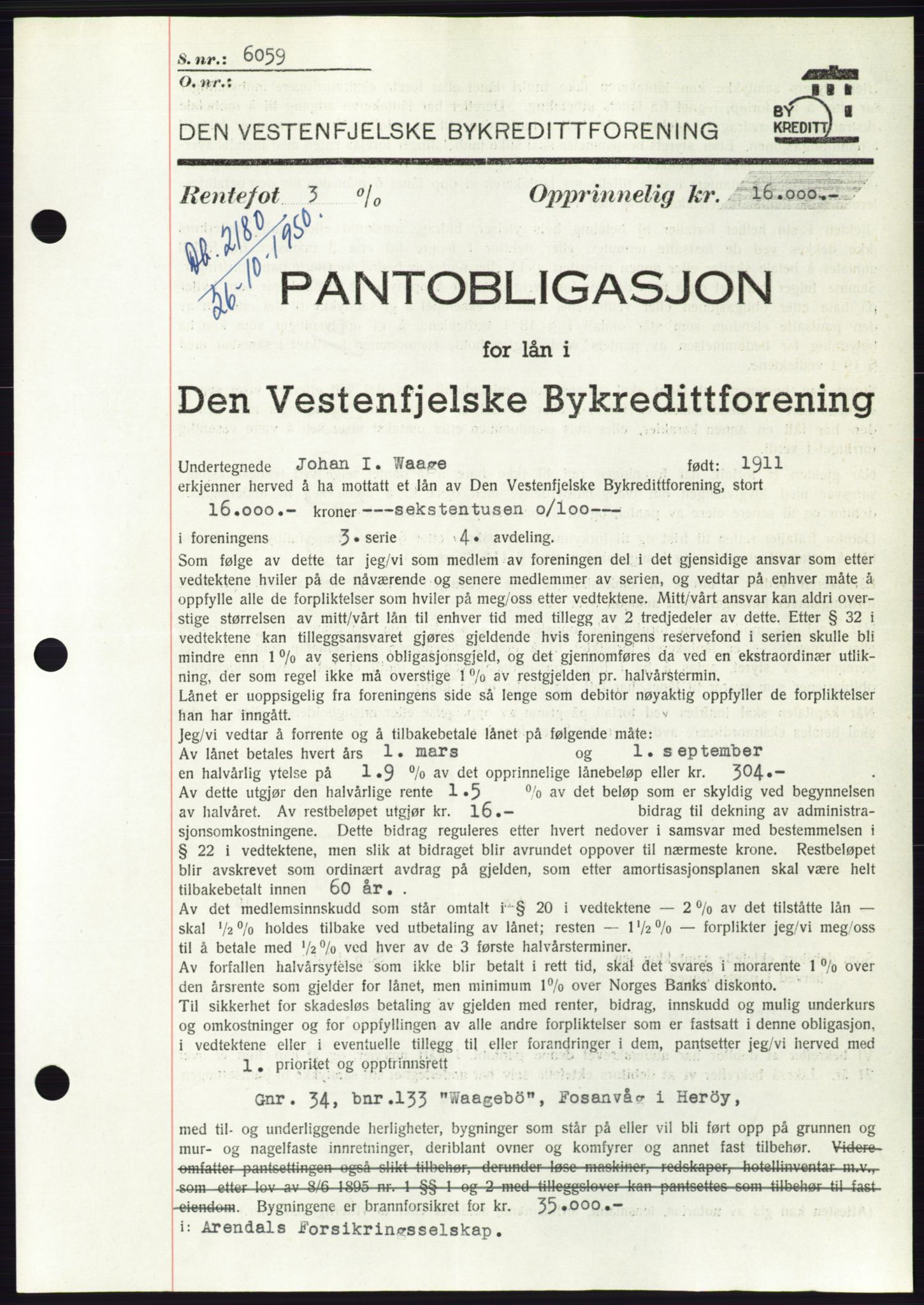 Søre Sunnmøre sorenskriveri, SAT/A-4122/1/2/2C/L0119: Pantebok nr. 7B, 1950-1951, Dagboknr: 2180/1950