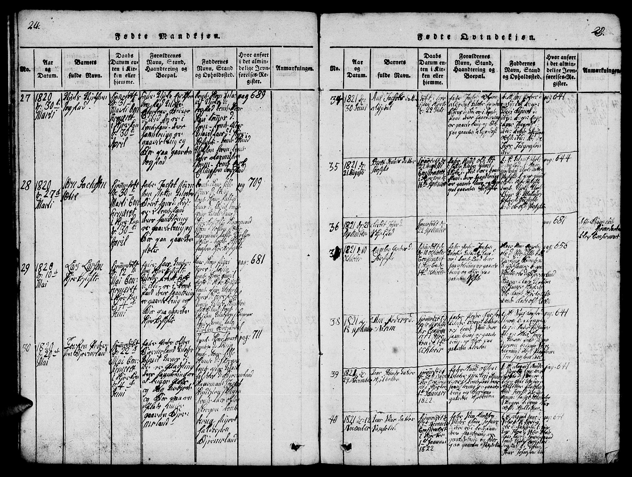 Ministerialprotokoller, klokkerbøker og fødselsregistre - Møre og Romsdal, AV/SAT-A-1454/541/L0546: Klokkerbok nr. 541C01, 1818-1856, s. 24-25