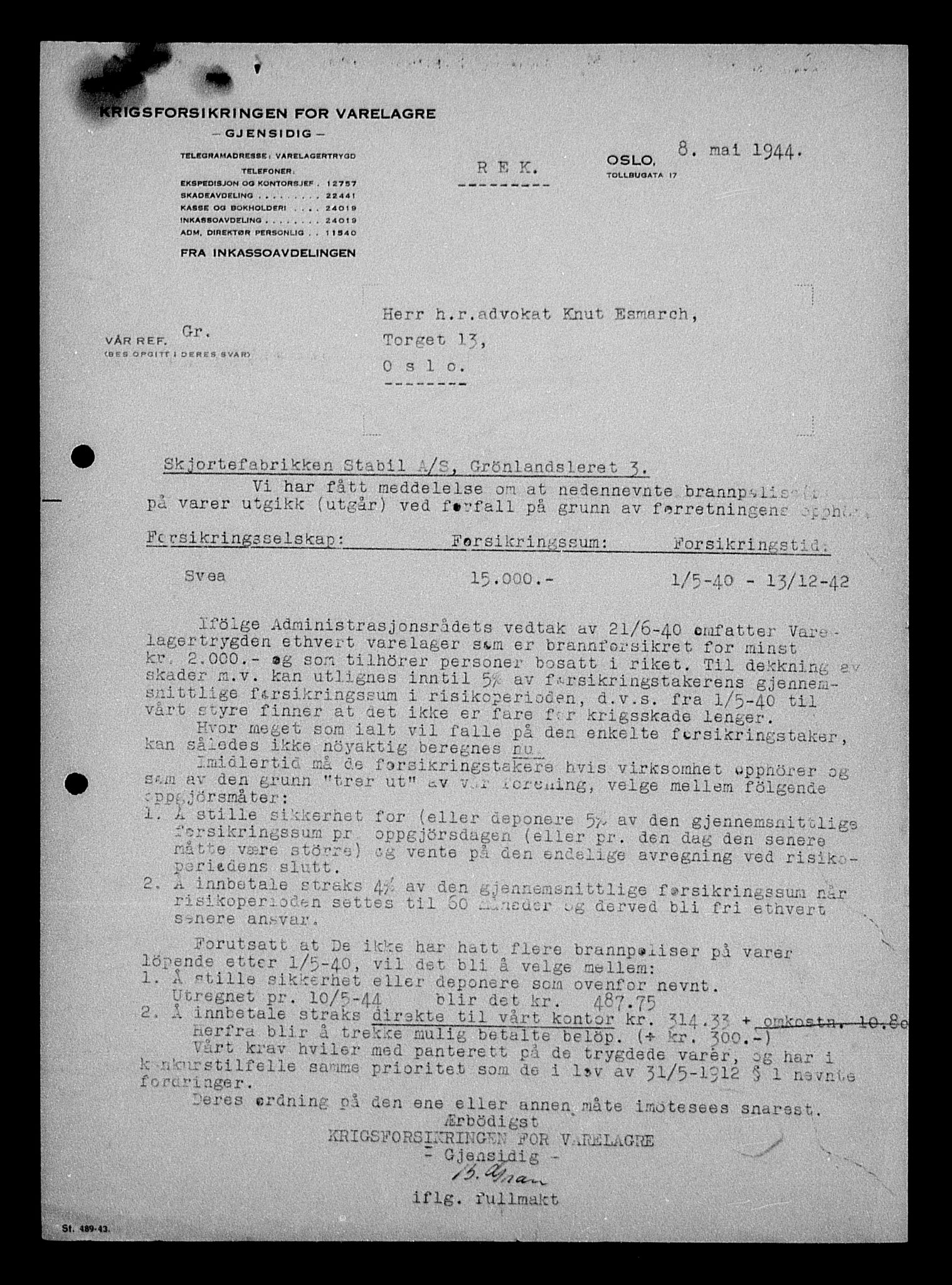 Justisdepartementet, Tilbakeføringskontoret for inndratte formuer, AV/RA-S-1564/H/Hc/Hcc/L0926: --, 1945-1947, s. 511