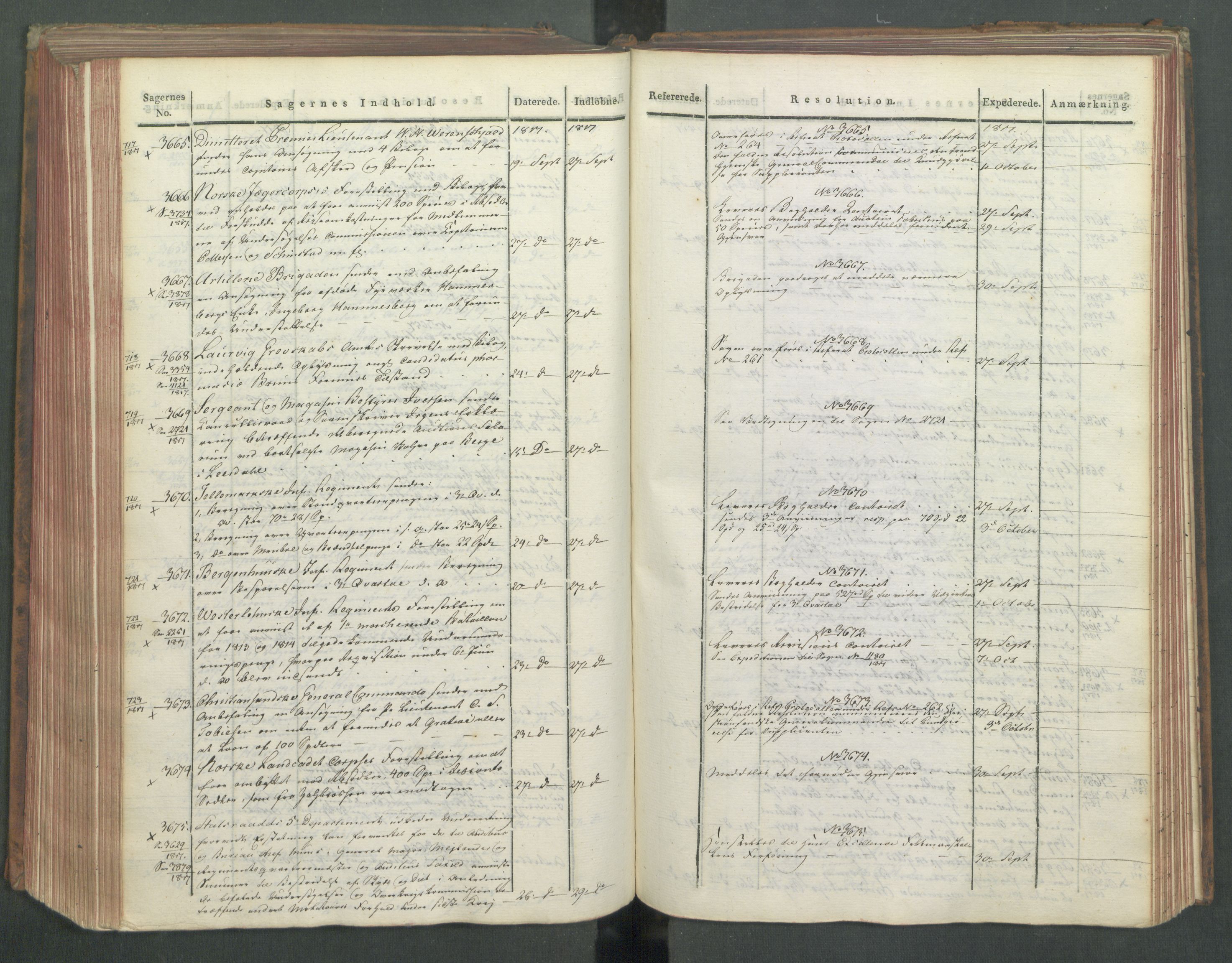 Armédepartementet, AV/RA-RAFA-3493/C/Ca/L0012: 6. Departements Journal, 1817