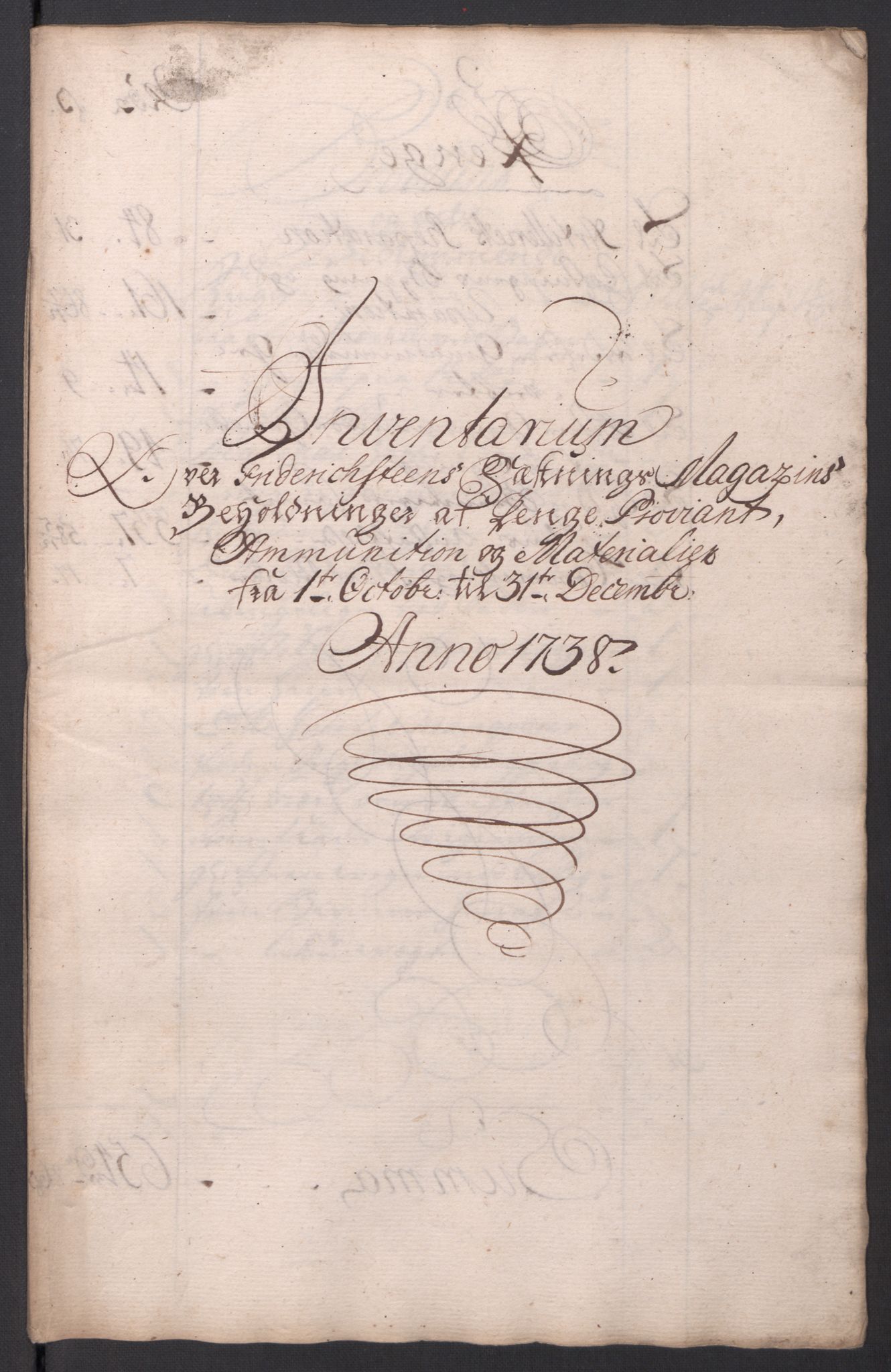 Kommanderende general (KG I) med Det norske krigsdirektorium, RA/EA-5419/D/L0154: Fredriksten festning: Brev, inventarfortegnelser og regnskapsekstrakter, 1730-1739, s. 656