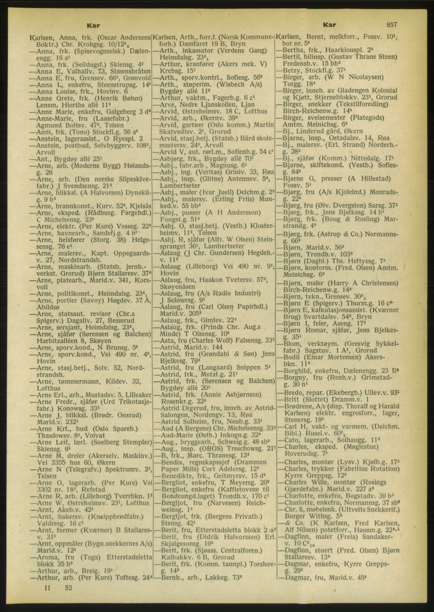 Kristiania/Oslo adressebok, PUBL/-, 1956-1957, s. 857