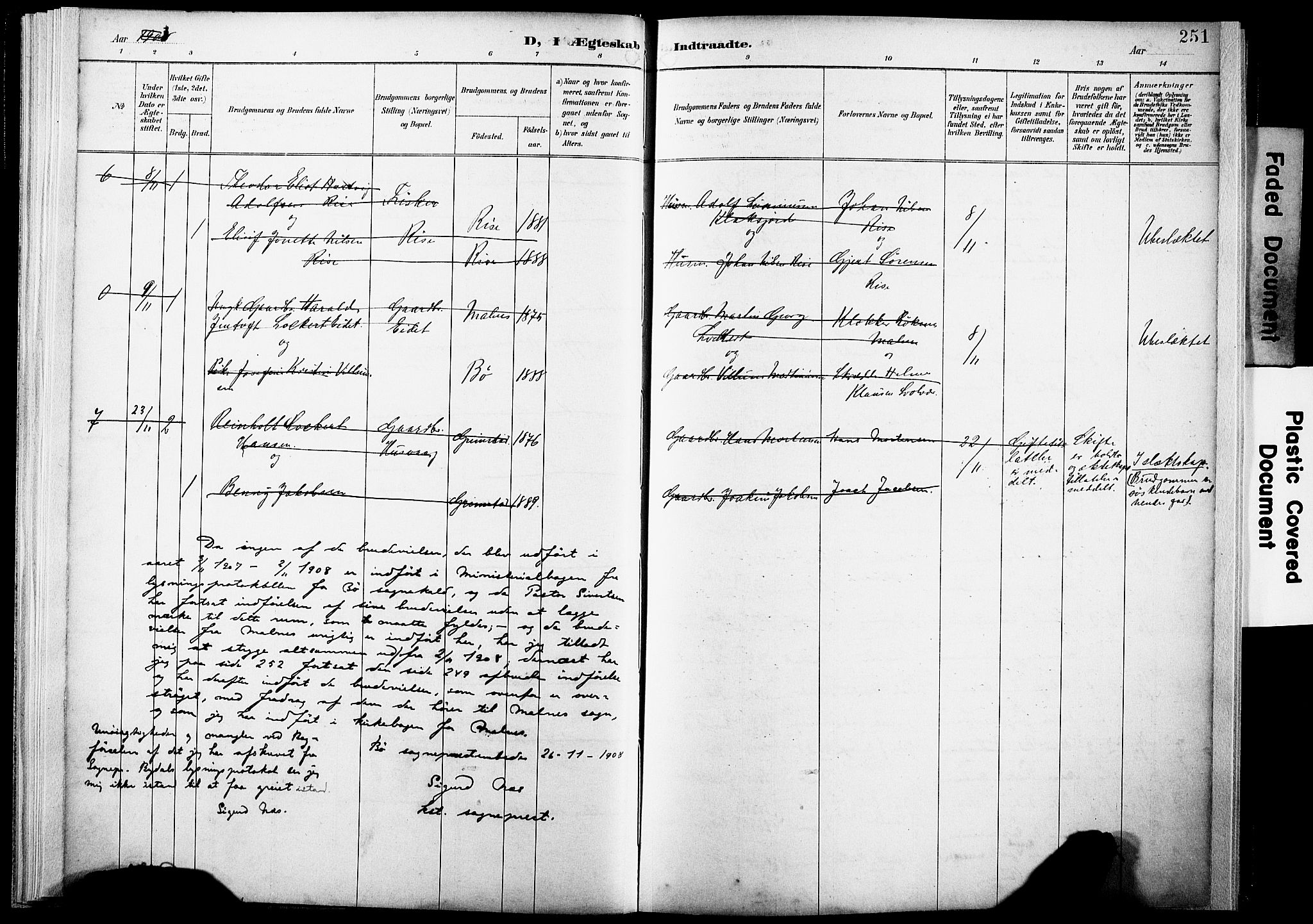 Ministerialprotokoller, klokkerbøker og fødselsregistre - Nordland, SAT/A-1459/891/L1305: Ministerialbok nr. 891A10, 1895-1921, s. 251