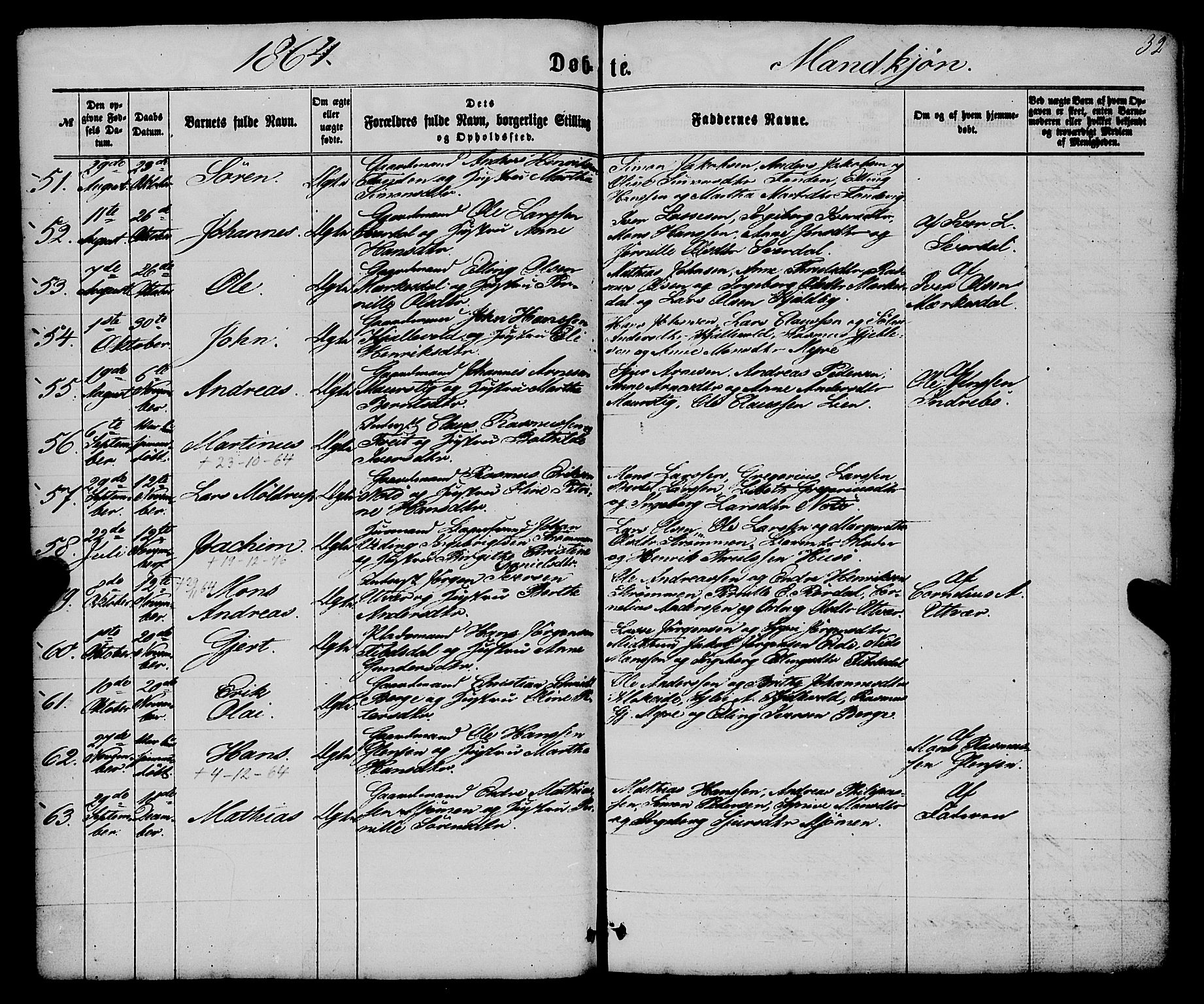 Gulen sokneprestembete, AV/SAB-A-80201/H/Haa/Haaa/L0022: Ministerialbok nr. A 22, 1859-1869, s. 32