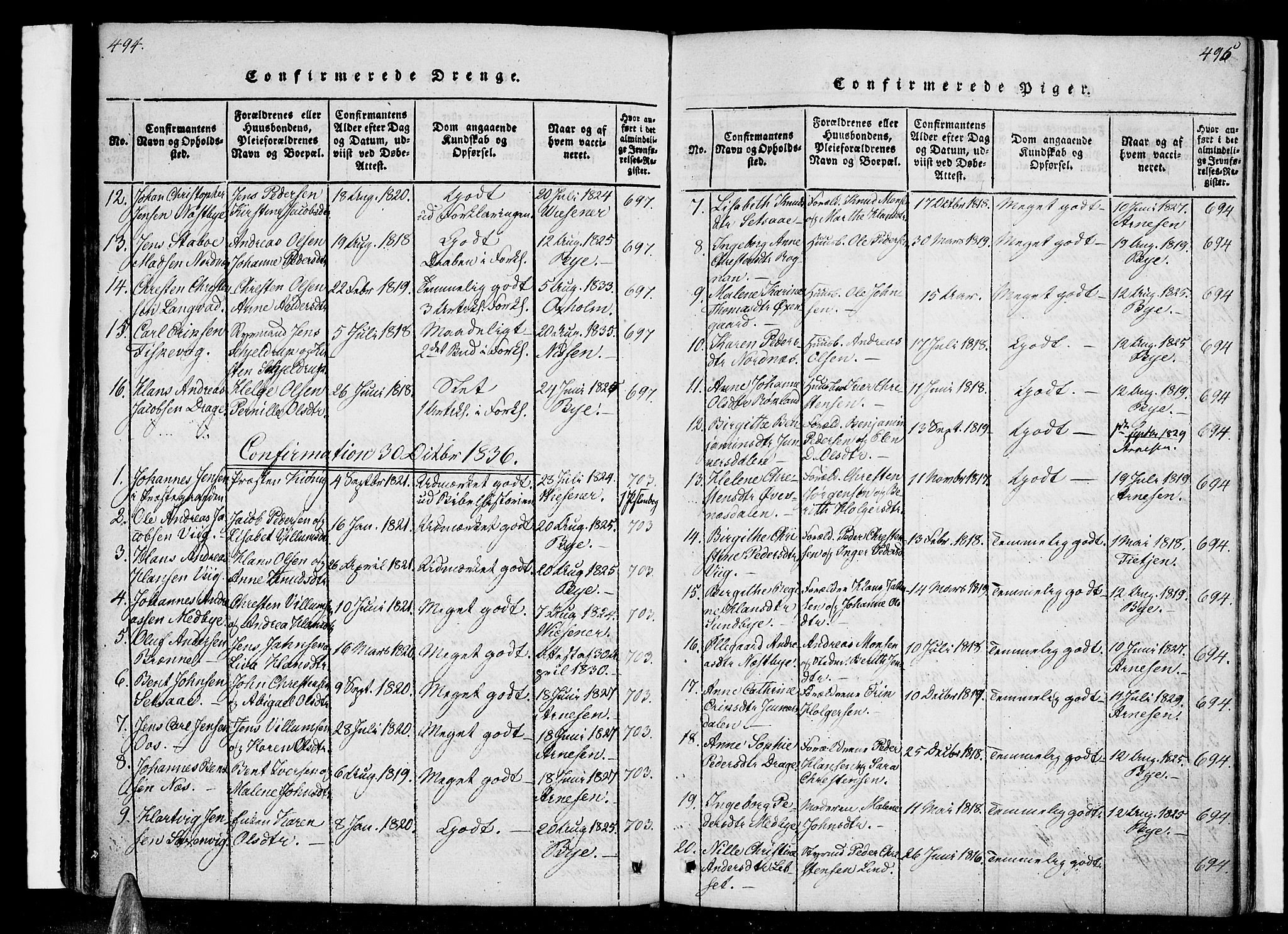 Ministerialprotokoller, klokkerbøker og fødselsregistre - Nordland, SAT/A-1459/847/L0665: Ministerialbok nr. 847A05, 1818-1841, s. 494-495