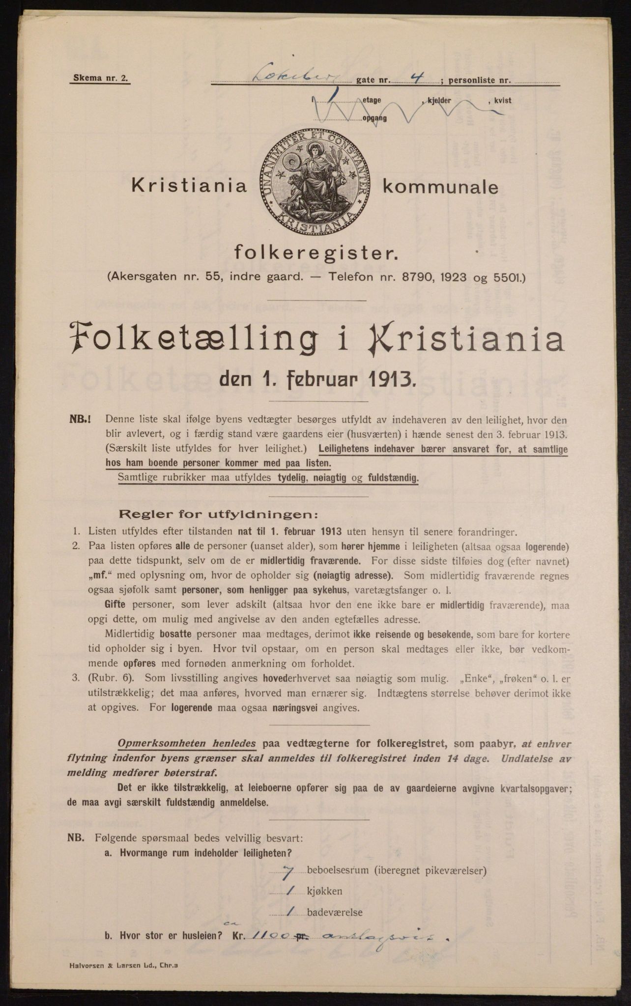 OBA, Kommunal folketelling 1.2.1913 for Kristiania, 1913, s. 58356