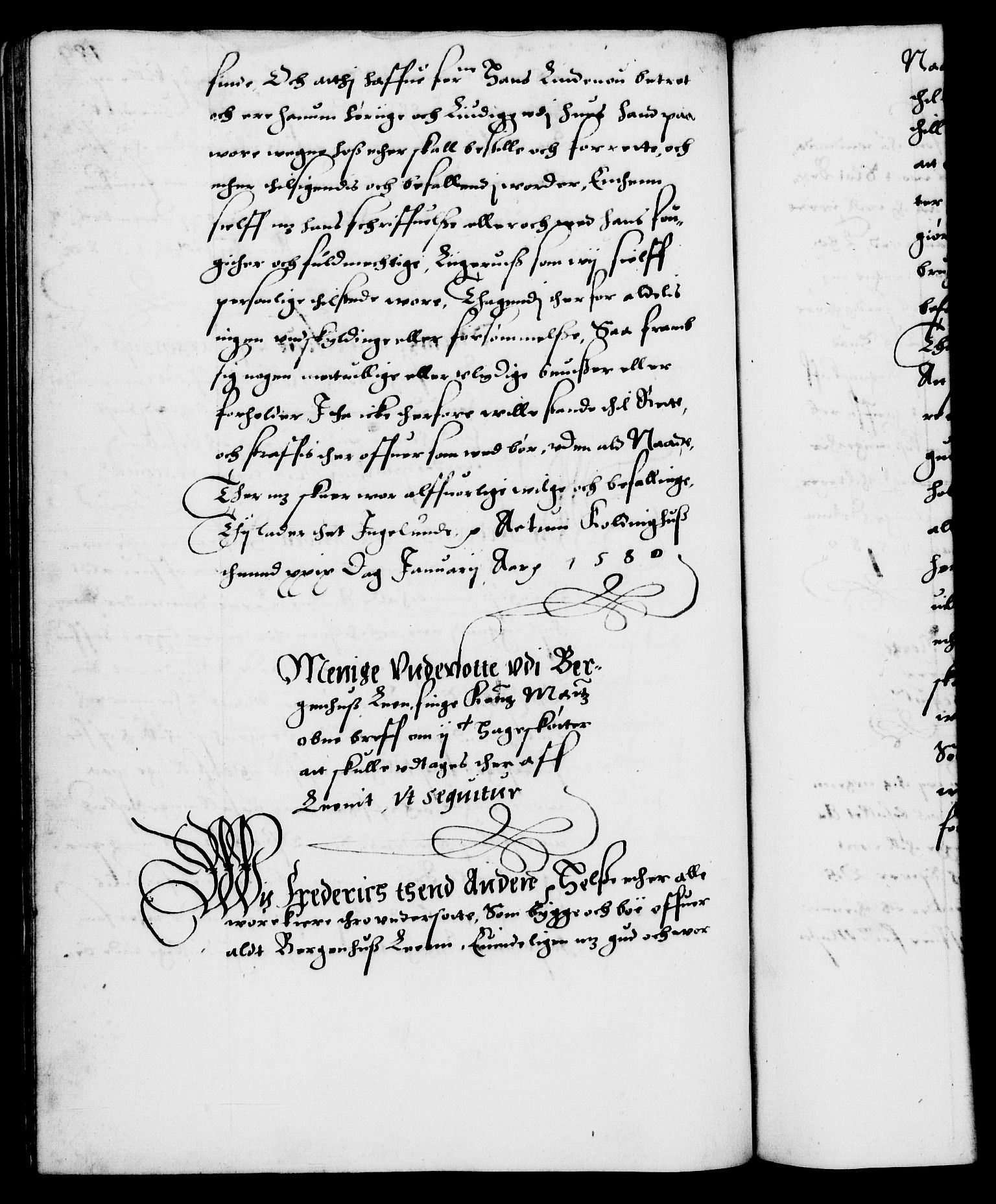 Danske Kanselli 1572-1799, AV/RA-EA-3023/F/Fc/Fca/Fcab/L0001: Norske tegnelser (mikrofilm), 1572-1588, s. 189b
