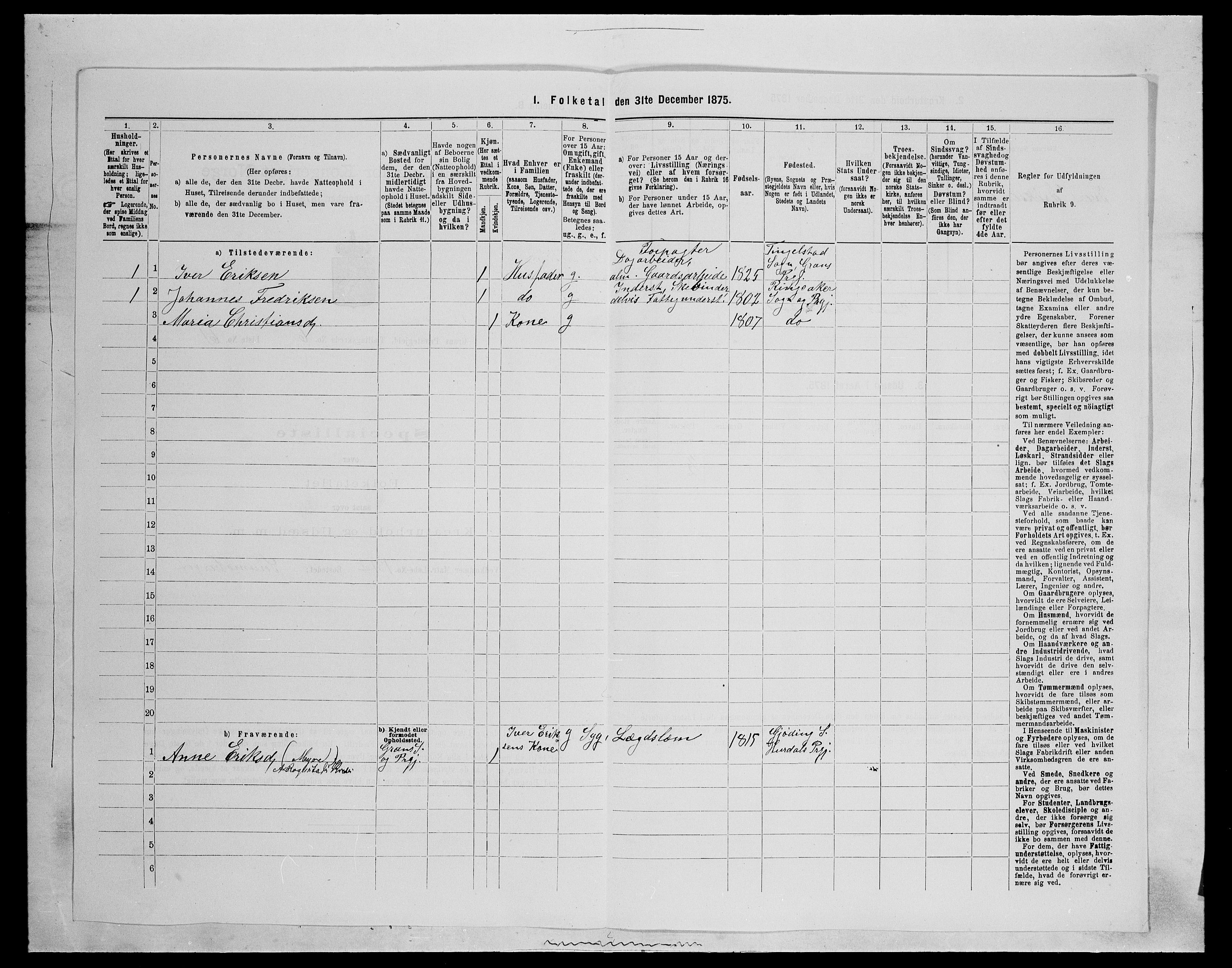 SAH, Folketelling 1875 for 0534P Gran prestegjeld, 1875, s. 1143