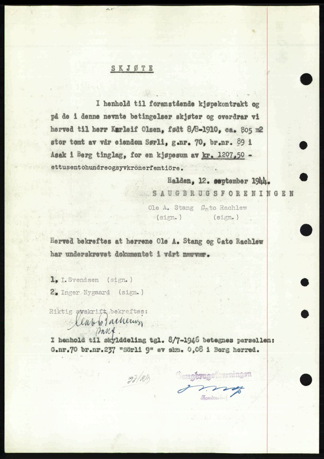 Idd og Marker sorenskriveri, AV/SAO-A-10283/G/Gb/Gbb/L0008: Pantebok nr. A8, 1946-1946, Dagboknr: 1348/1946