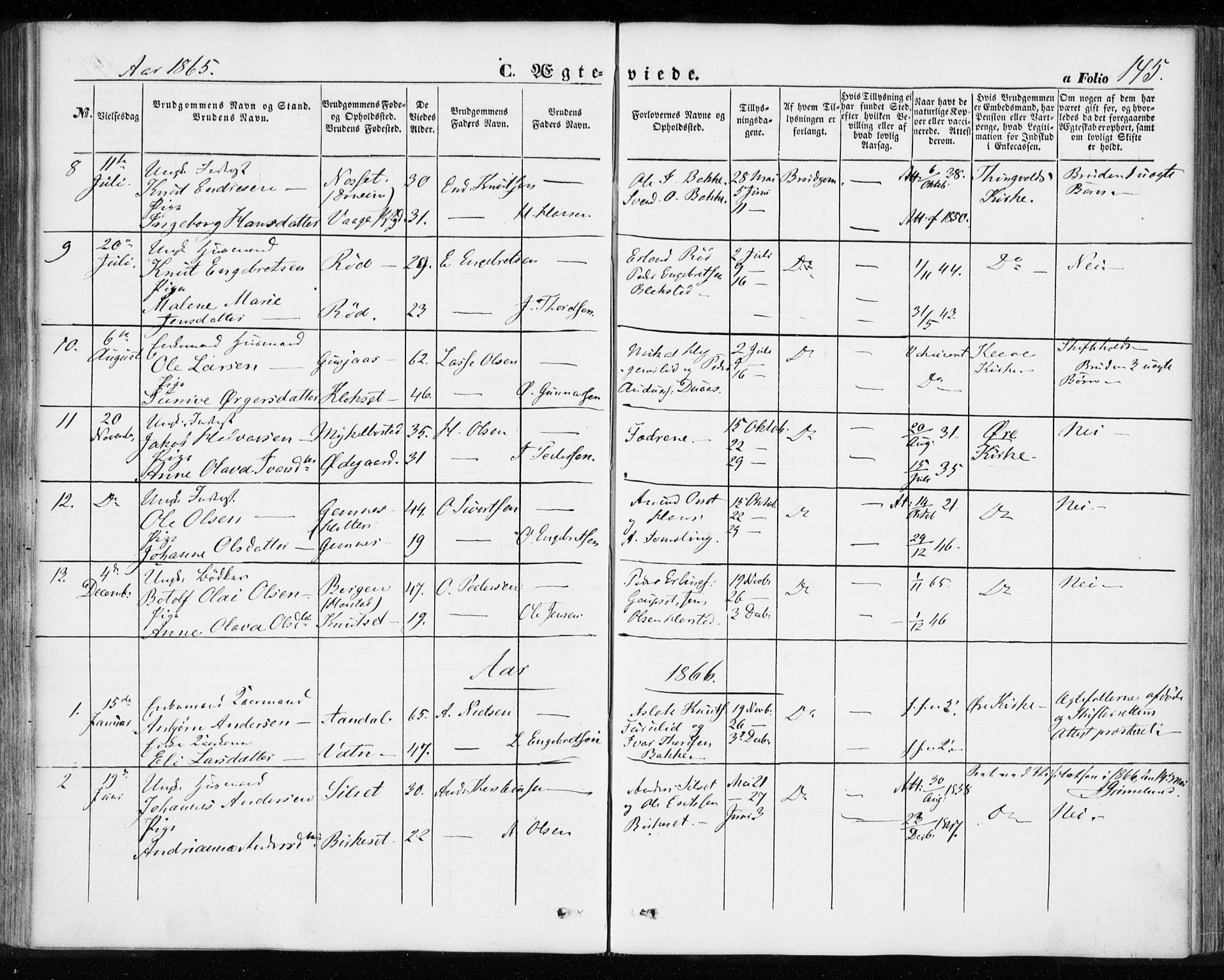 Ministerialprotokoller, klokkerbøker og fødselsregistre - Møre og Romsdal, SAT/A-1454/584/L0965: Ministerialbok nr. 584A05, 1857-1868, s. 145