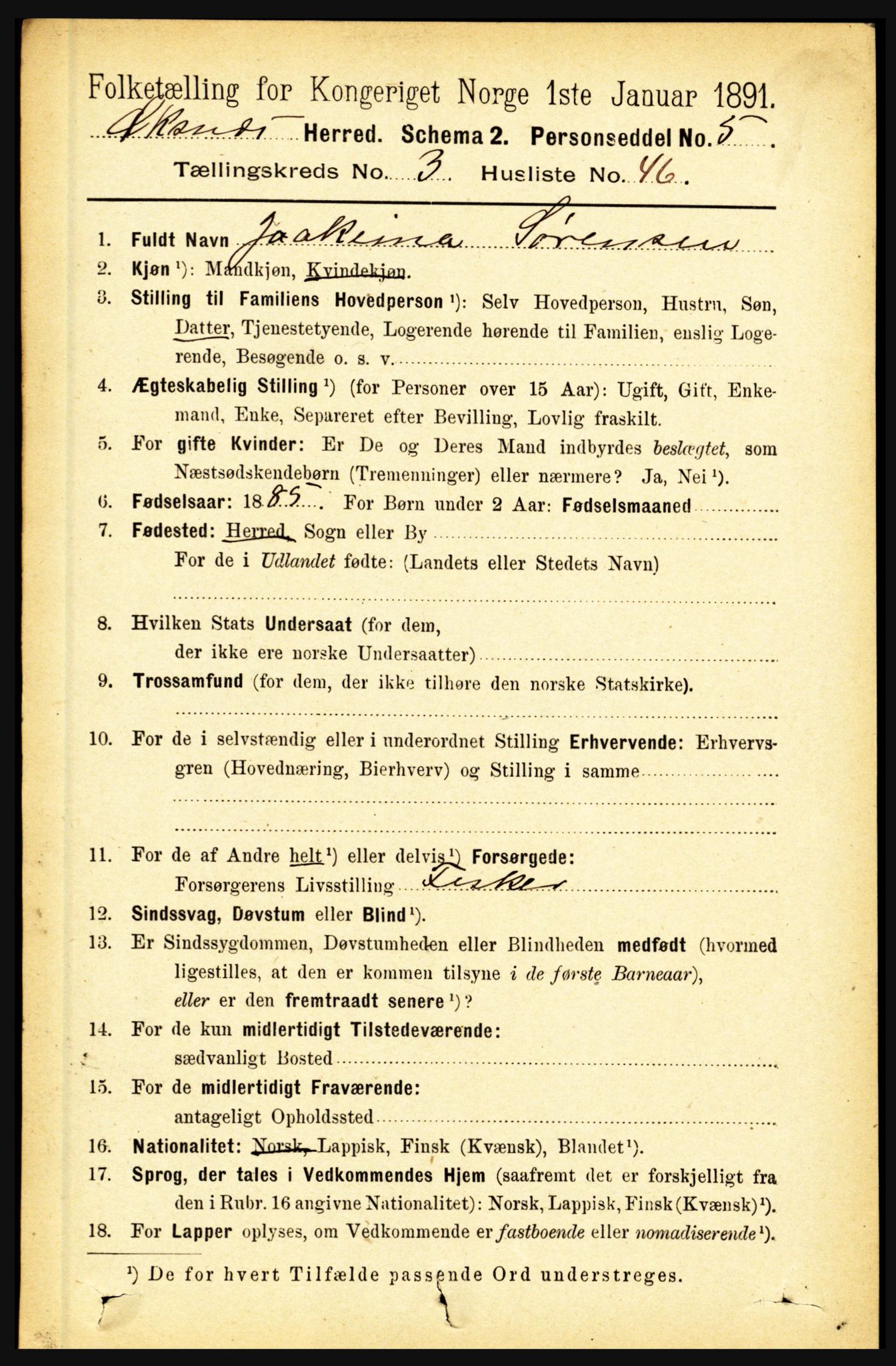 RA, Folketelling 1891 for 1868 Øksnes herred, 1891, s. 1464