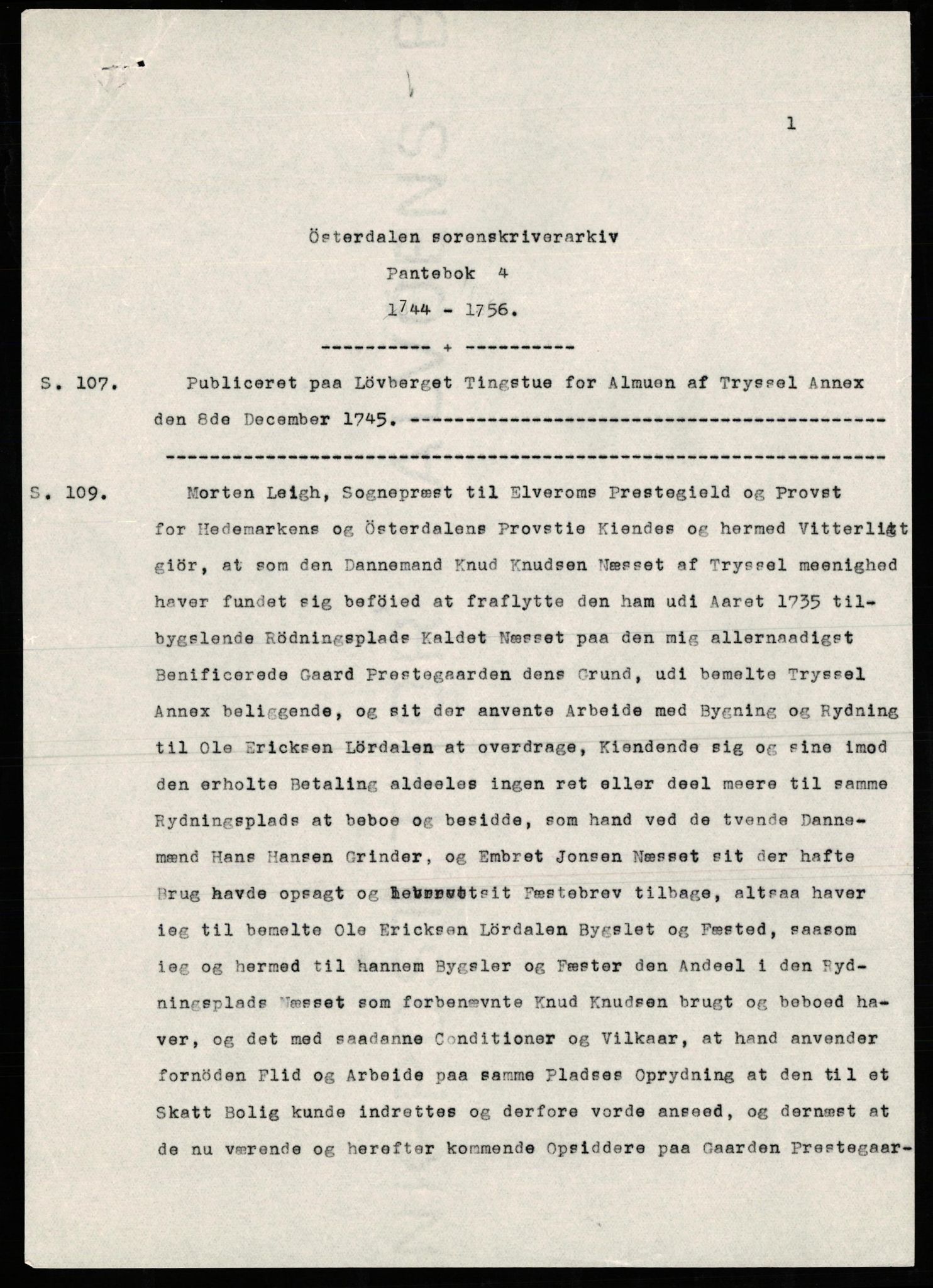 Avskriftssamlingen ved Statsarkivet i Hamar, AV/SAH-AVSKRIFT-001/H/Hq/Hqa/L0004: Pantebok for Østerdalen sorenskriveri, kontrakter (NB: Solør og Østerdalen sorenskriveri), 1744-1756