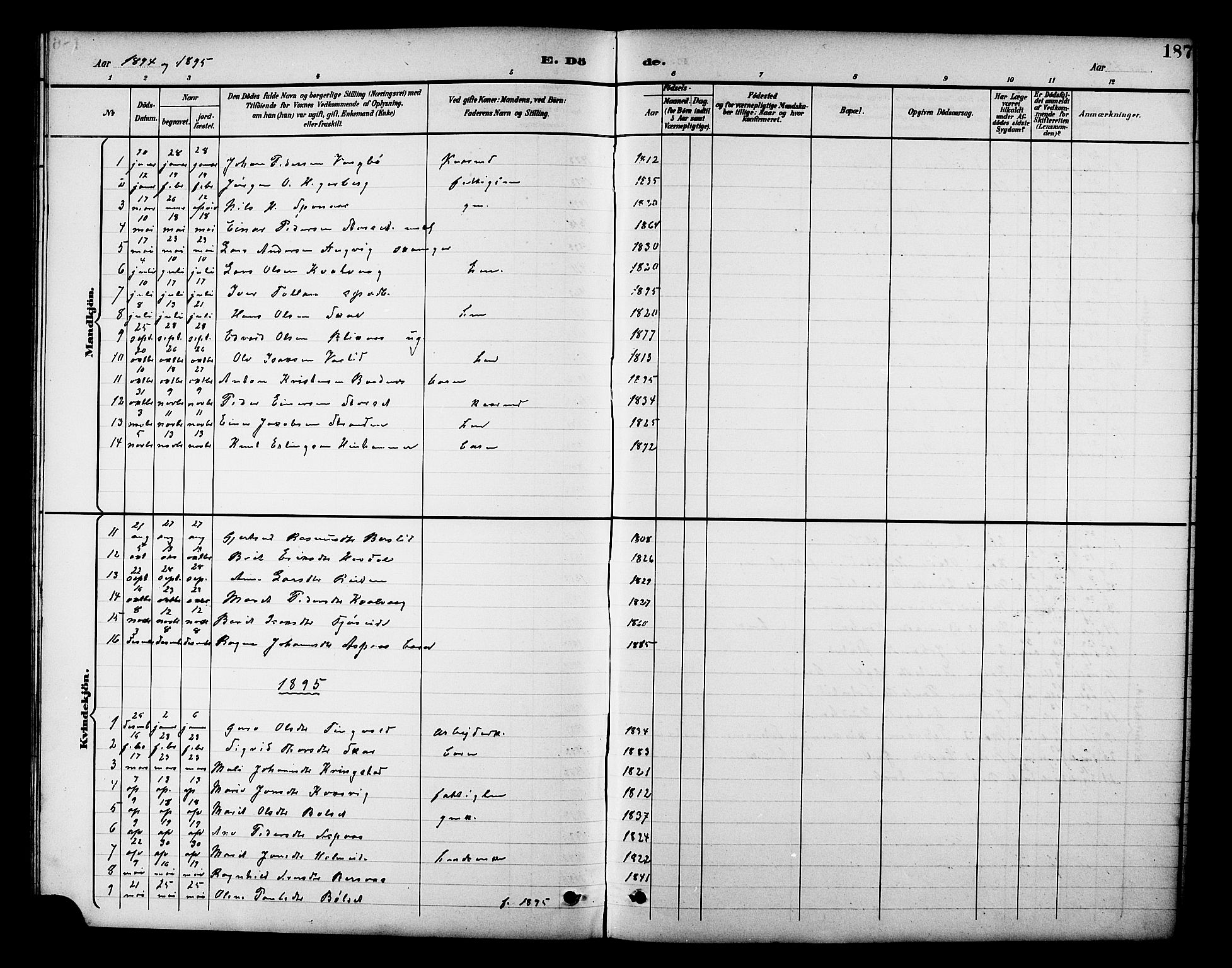 Ministerialprotokoller, klokkerbøker og fødselsregistre - Møre og Romsdal, AV/SAT-A-1454/586/L0992: Klokkerbok nr. 586C03, 1892-1909, s. 187