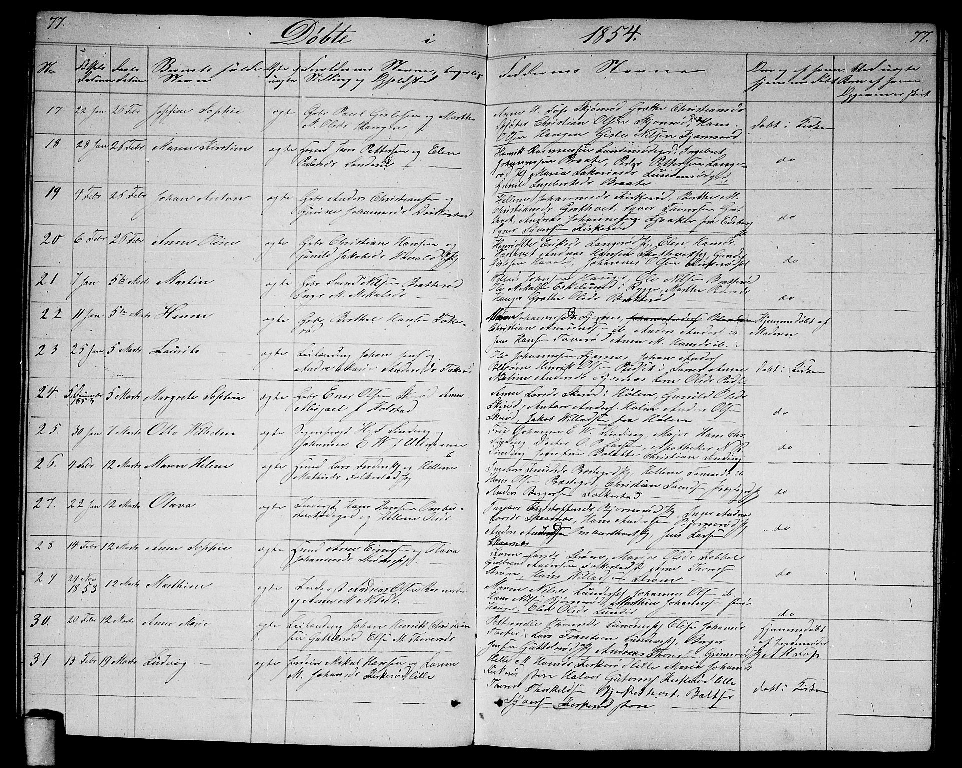 Våler prestekontor Kirkebøker, AV/SAO-A-11083/G/Ga/L0002: Klokkerbok nr. I 2, 1839-1860, s. 77