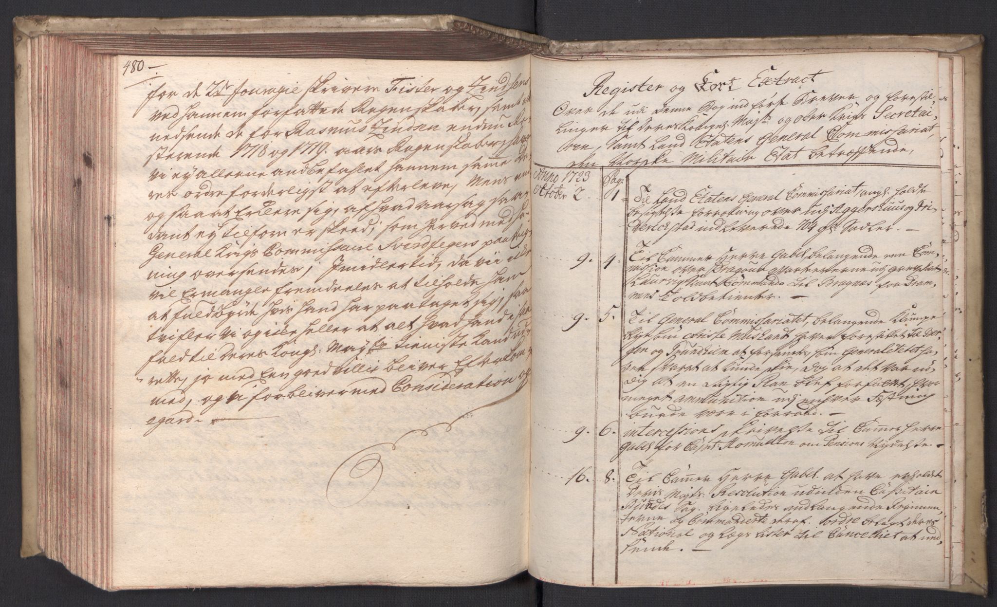 Kommanderende general (KG I) med Det norske krigsdirektorium, AV/RA-EA-5419/B/L0008: Kommanderende generals kopibok, 1723-1725, s. 480