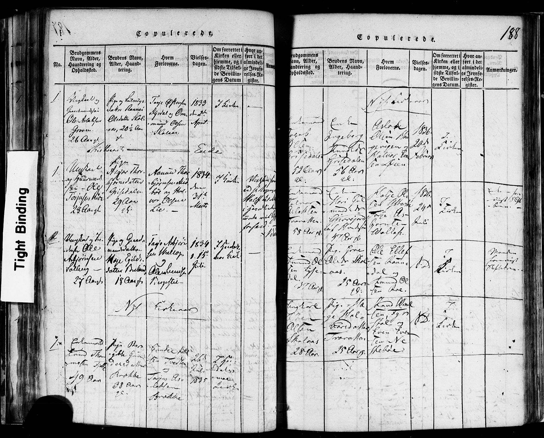 Rauland kirkebøker, AV/SAKO-A-292/F/Fa/L0002: Ministerialbok nr. I 2, 1815-1860, s. 188