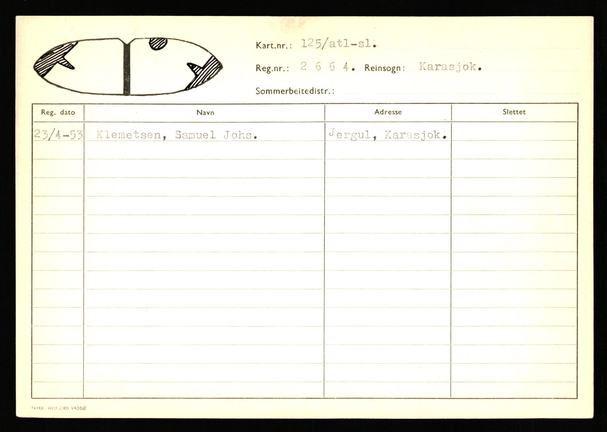 Lappefogden i Finnmark/Reindriftsforvaltningen Øst-Finnmark, AV/SATØ-S-1461/G/Ge/Gea/L0006: Slettede reinmerker, 1934-1992, s. 65