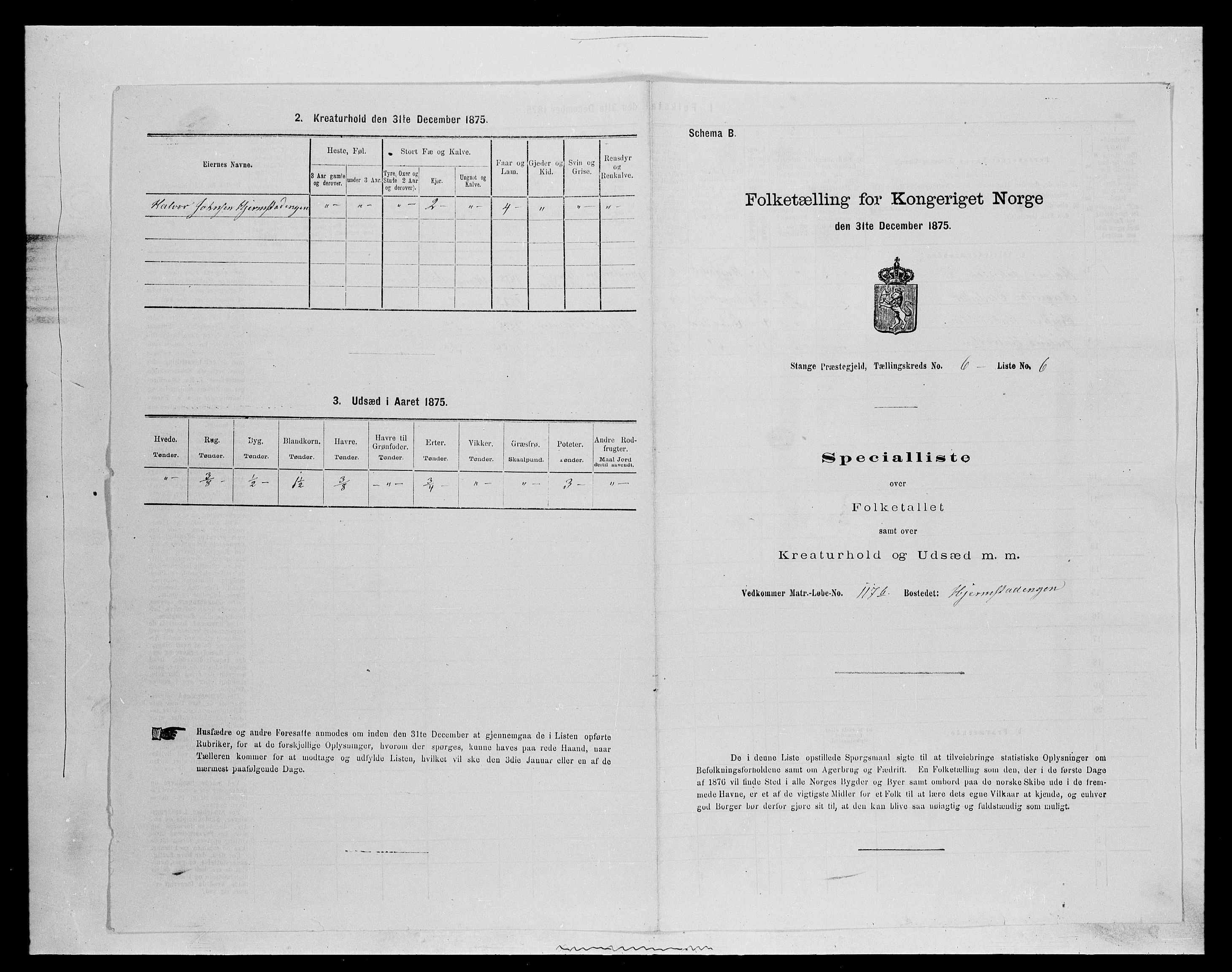 SAH, Folketelling 1875 for 0417P Stange prestegjeld, 1875, s. 944