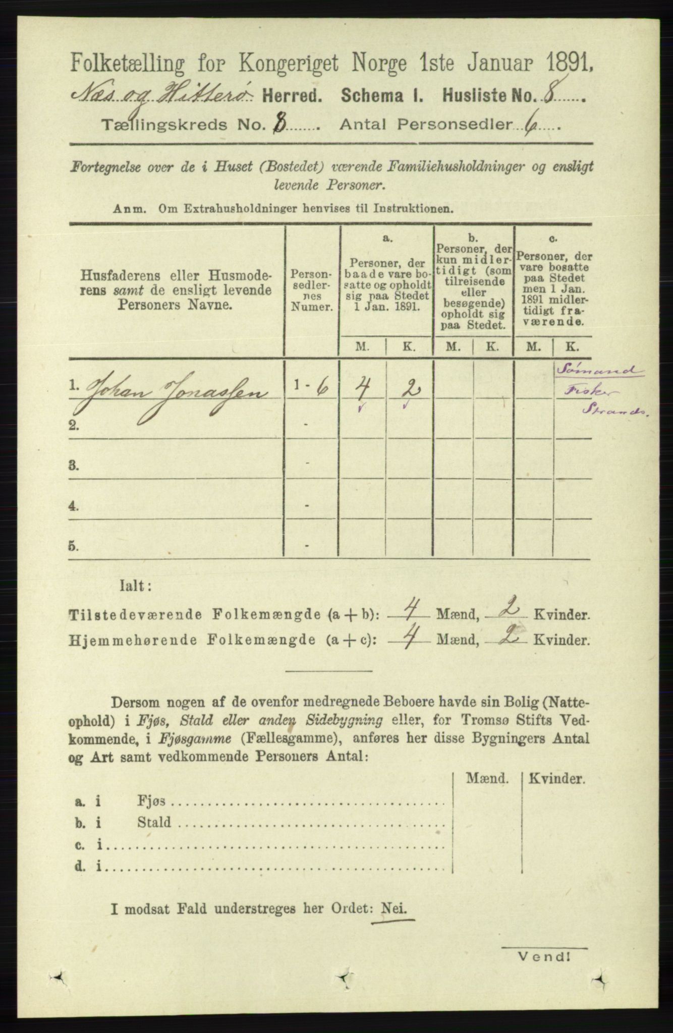 RA, Folketelling 1891 for 1043 Hidra og Nes herred, 1891, s. 3241