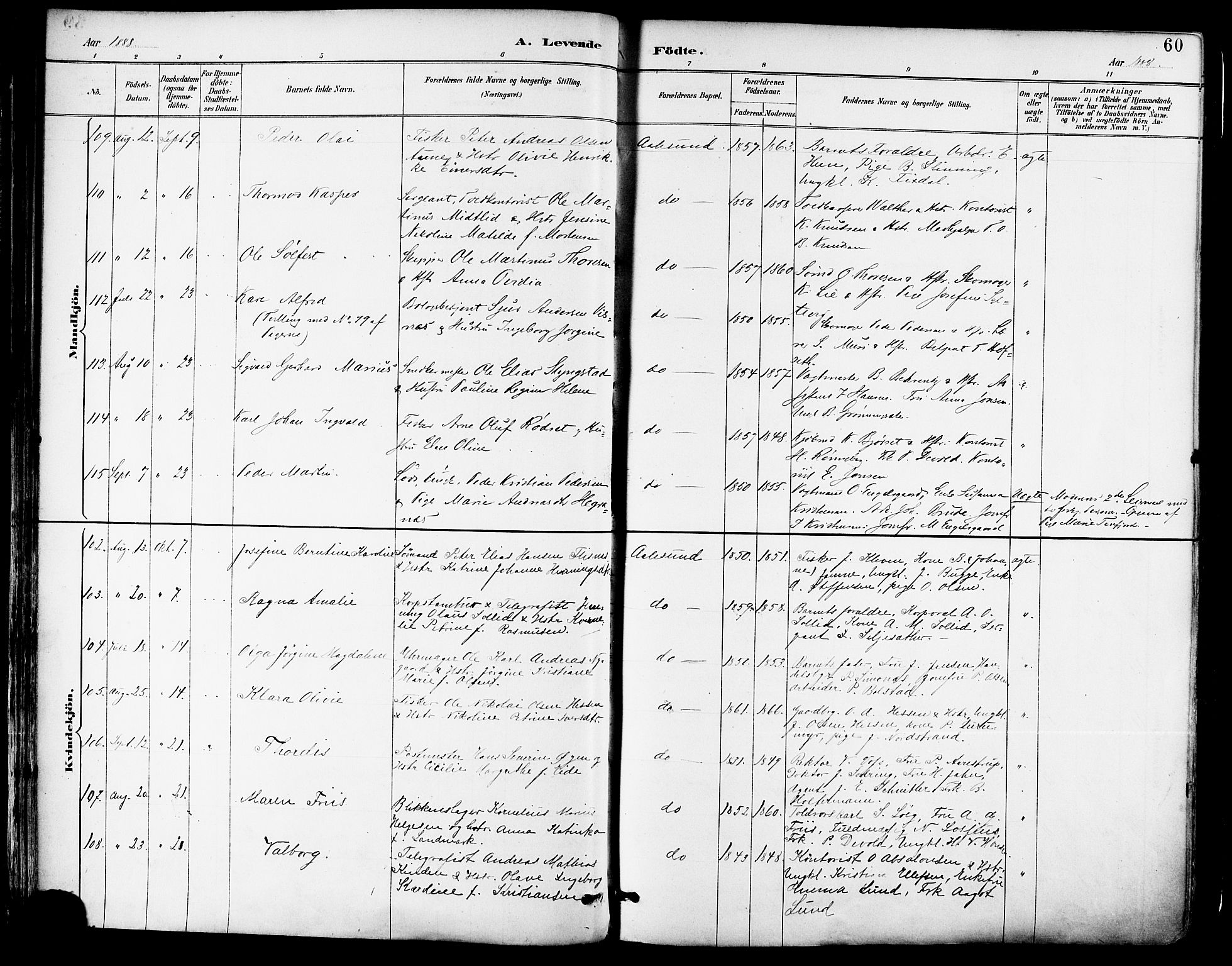 Ministerialprotokoller, klokkerbøker og fødselsregistre - Møre og Romsdal, AV/SAT-A-1454/529/L0455: Ministerialbok nr. 529A05, 1885-1893, s. 60