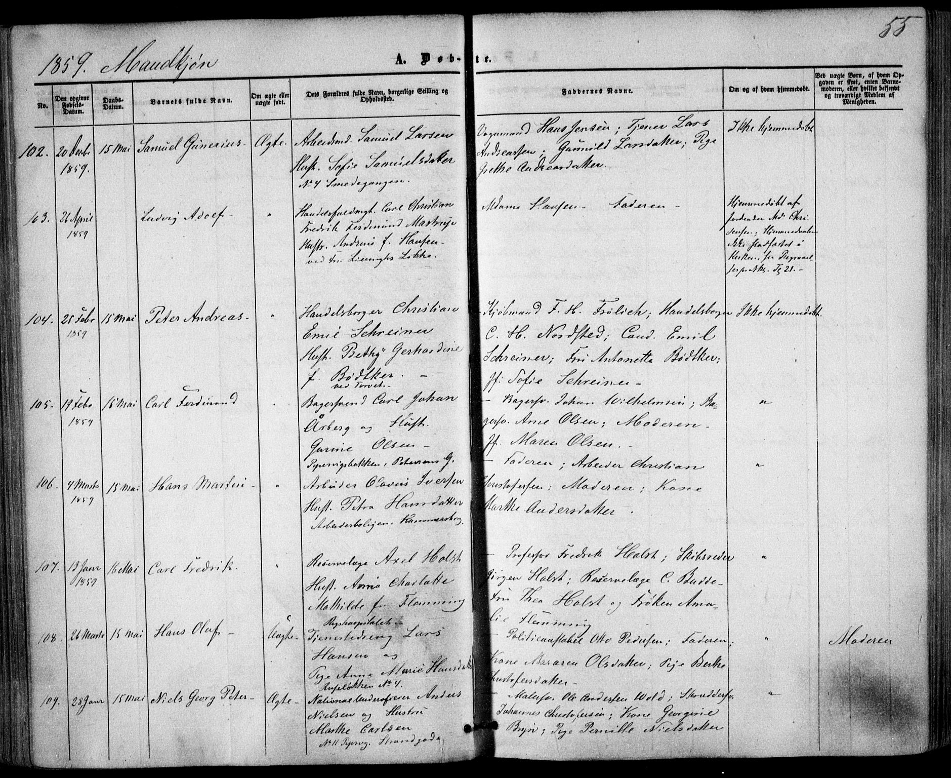 Trefoldighet prestekontor Kirkebøker, AV/SAO-A-10882/F/Fa/L0001: Ministerialbok nr. I 1, 1858-1863, s. 55