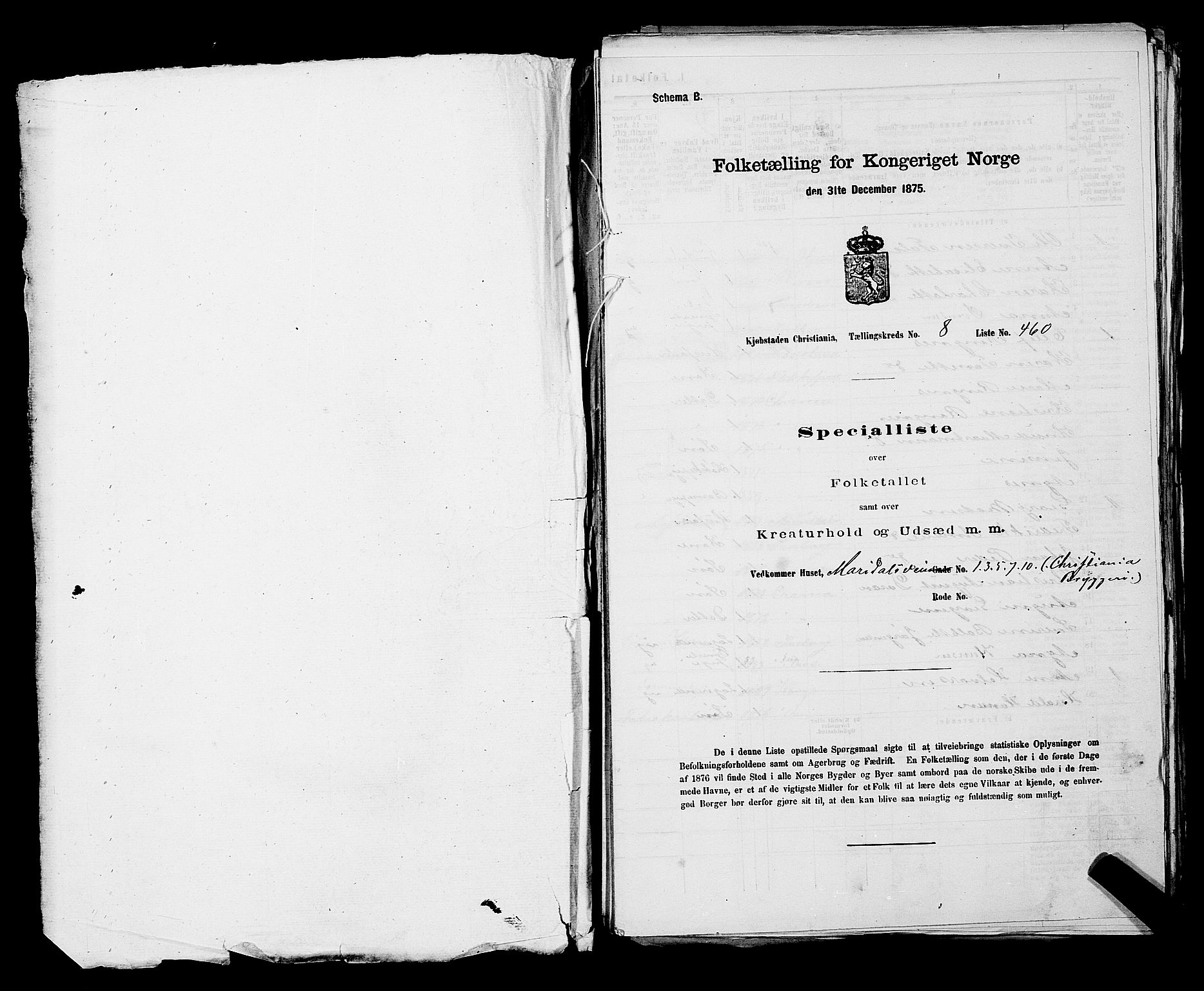 RA, Folketelling 1875 for 0301 Kristiania kjøpstad, 1875, s. 1251
